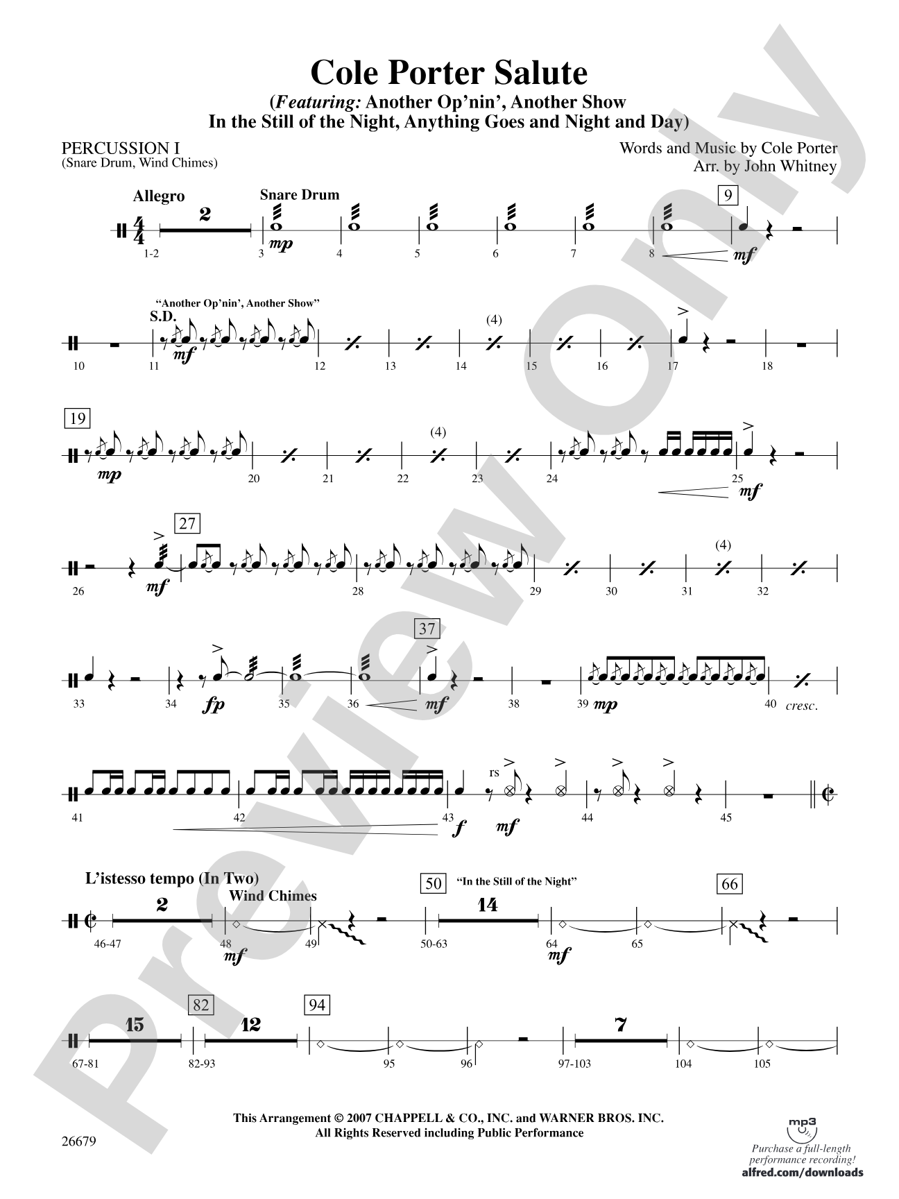 Cole Porter Salute: 1st Percussion