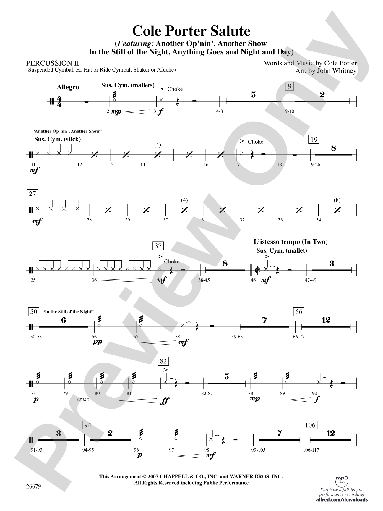 Cole Porter Salute: 2nd Percussion