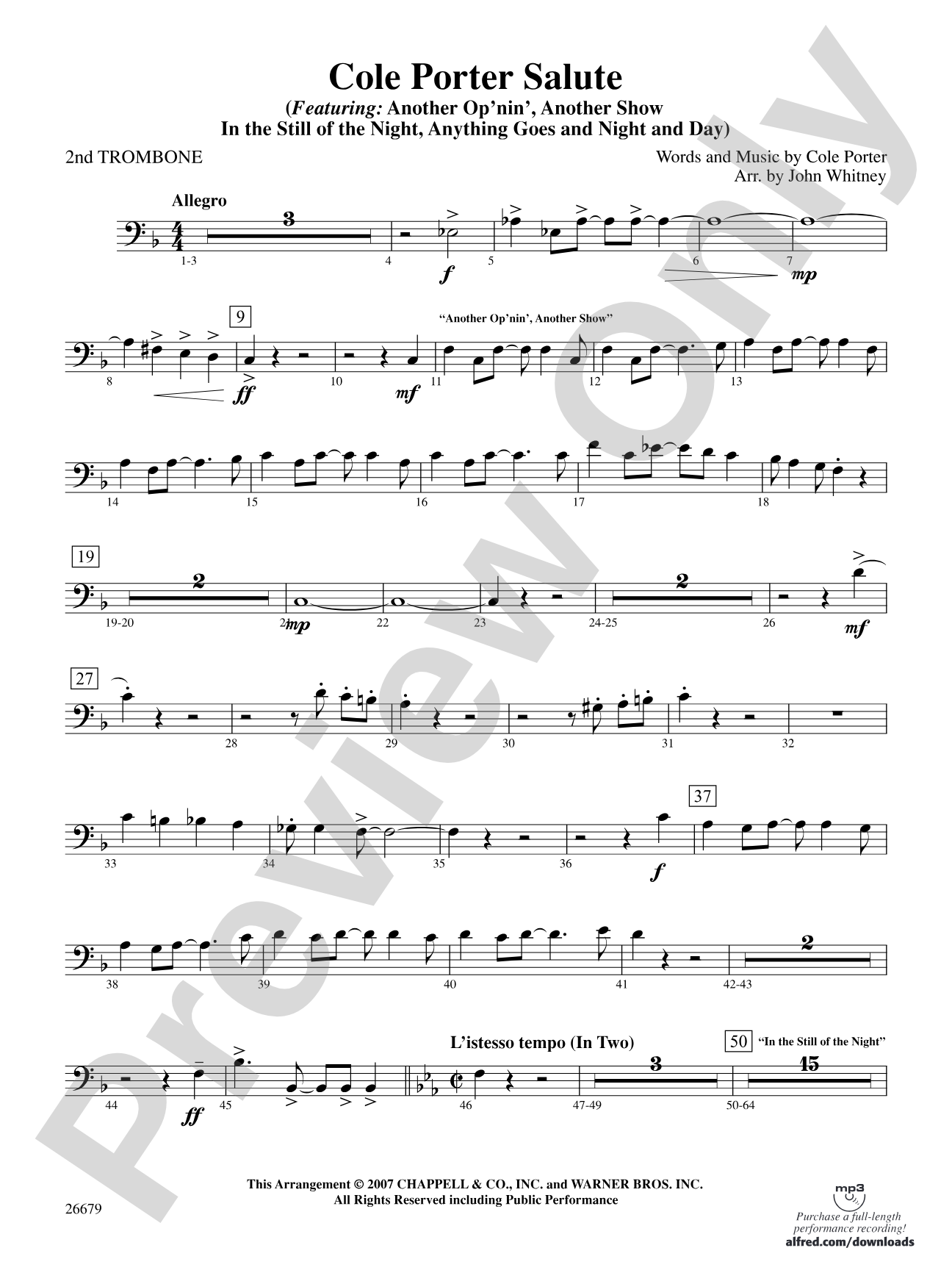 Cole Porter Salute: 2nd Trombone