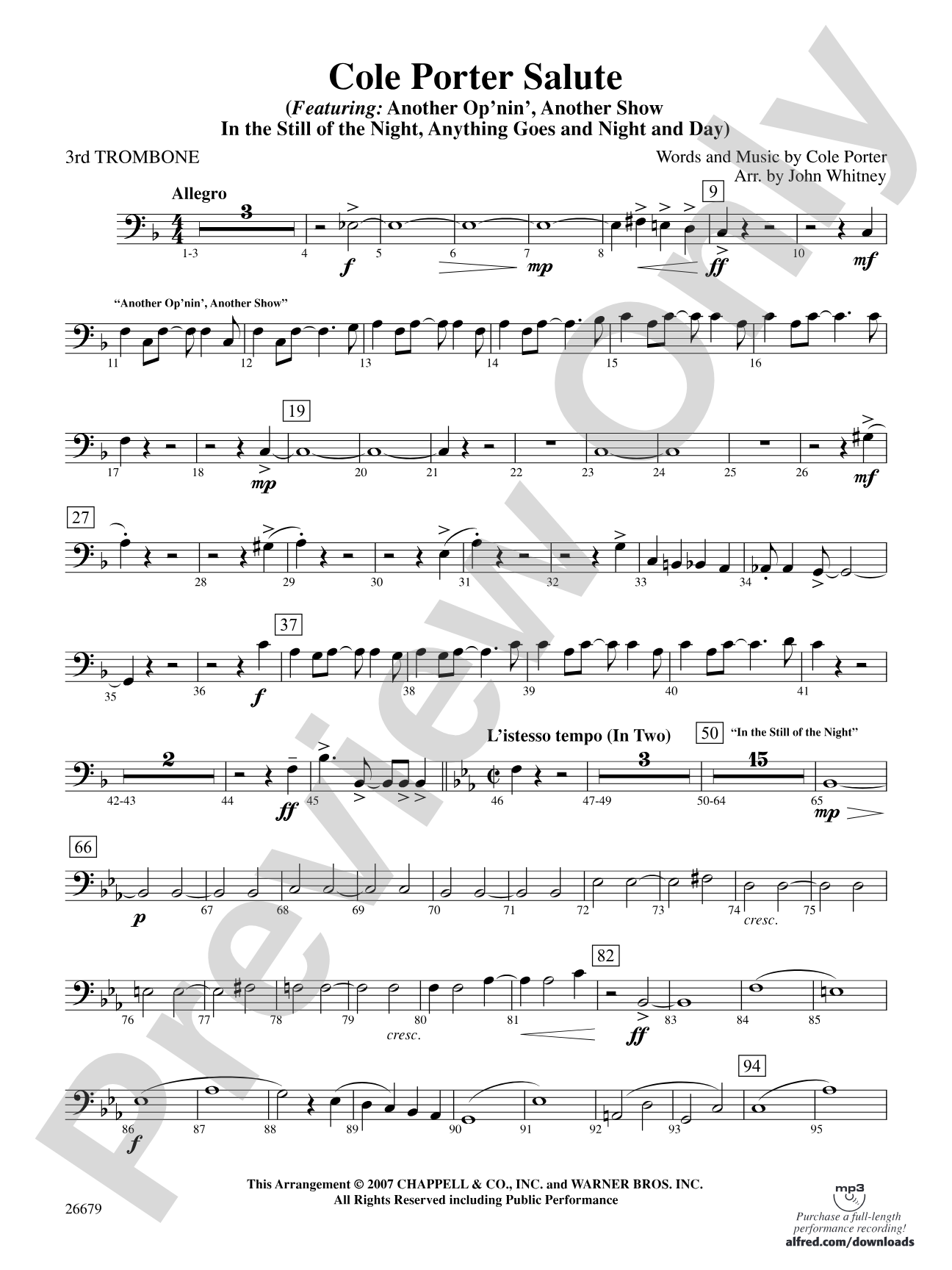 Cole Porter Salute: 3rd Trombone