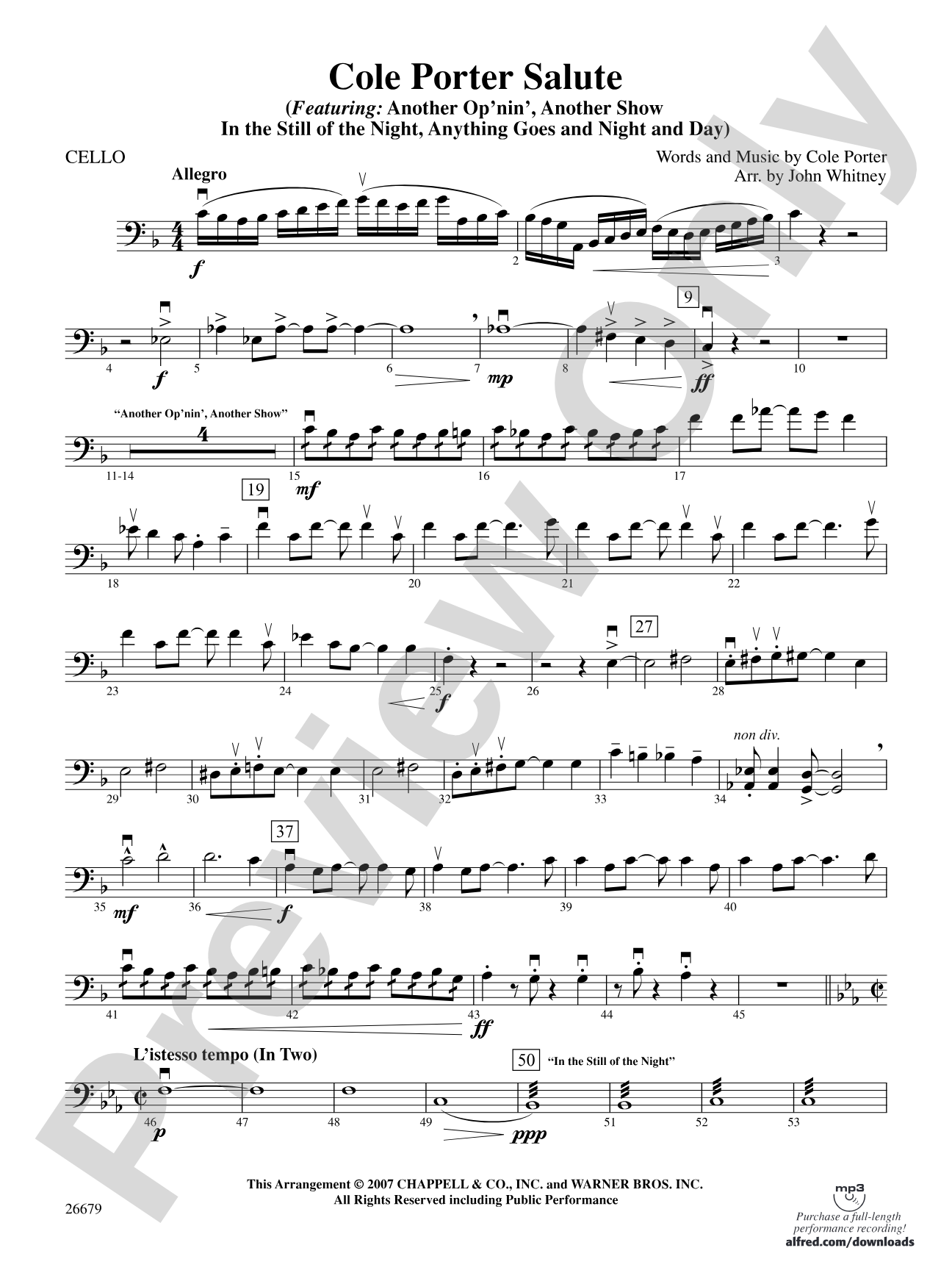 Cole Porter Salute: Cello