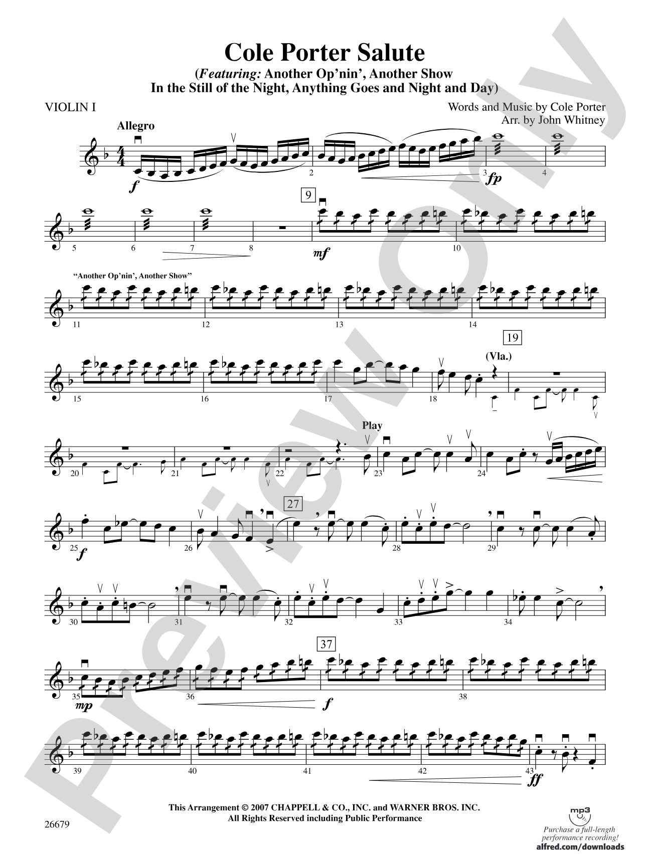 Cole Porter Salute: 1st Violin