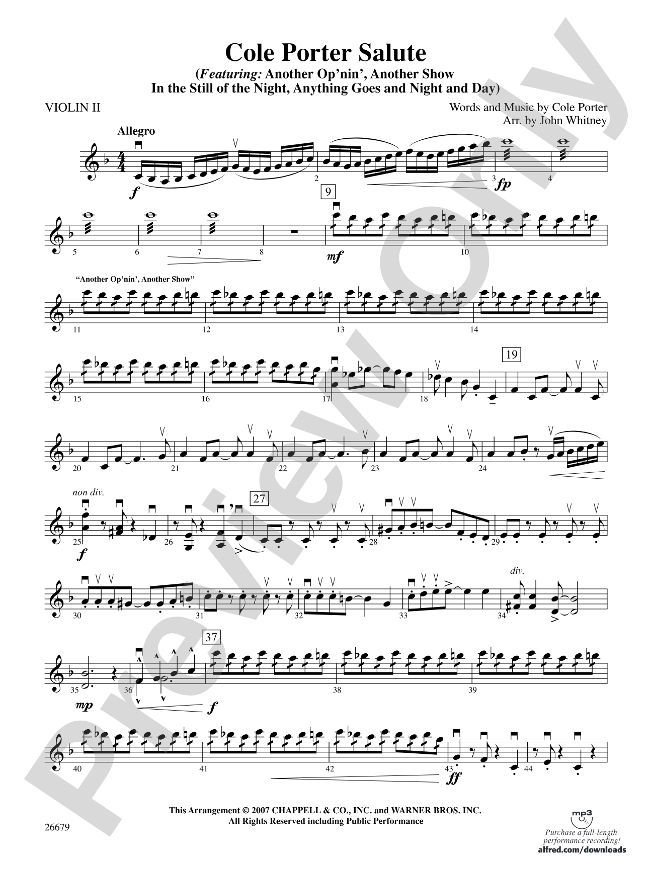 Cole Porter Salute: 2nd Violin
