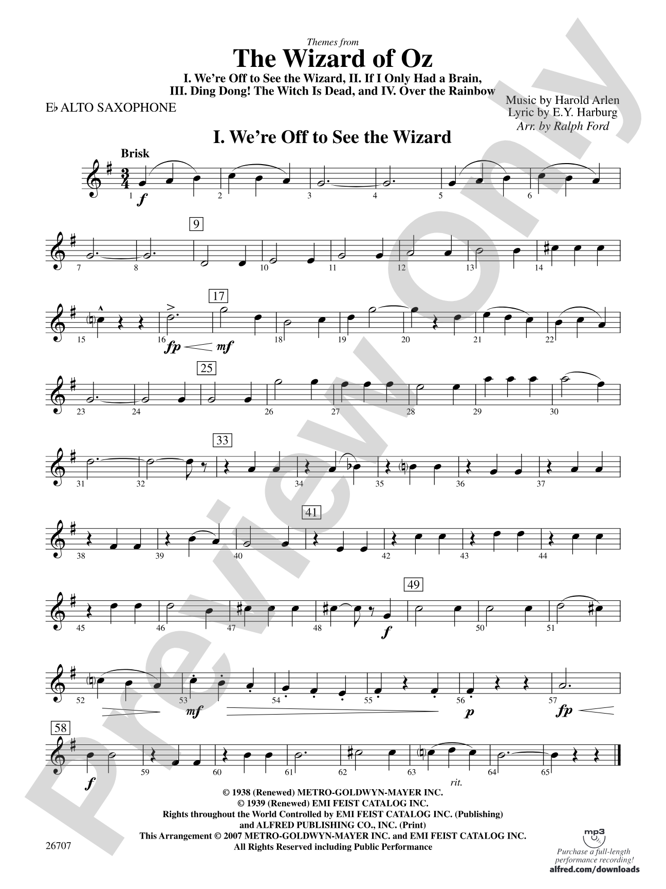 The Wizard of Oz: E-flat Alto Saxophone