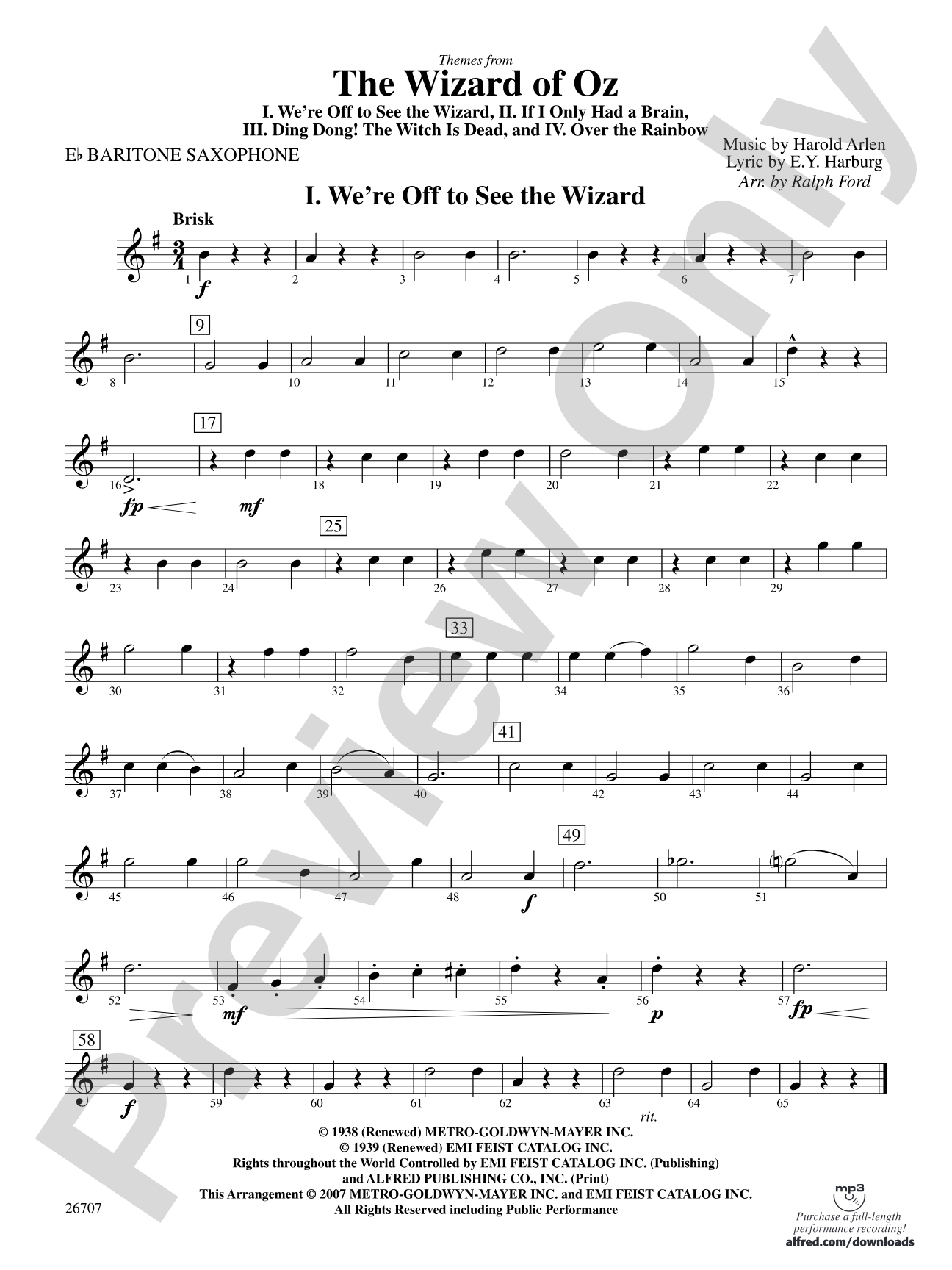 The Wizard of Oz: E-flat Baritone Saxophone