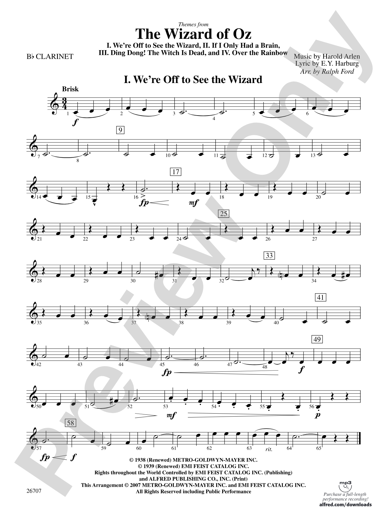 The Wizard of Oz: 1st B-flat Clarinet
