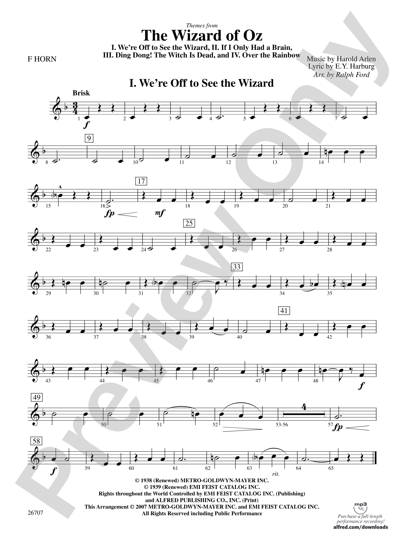 The Wizard of Oz: 1st F Horn