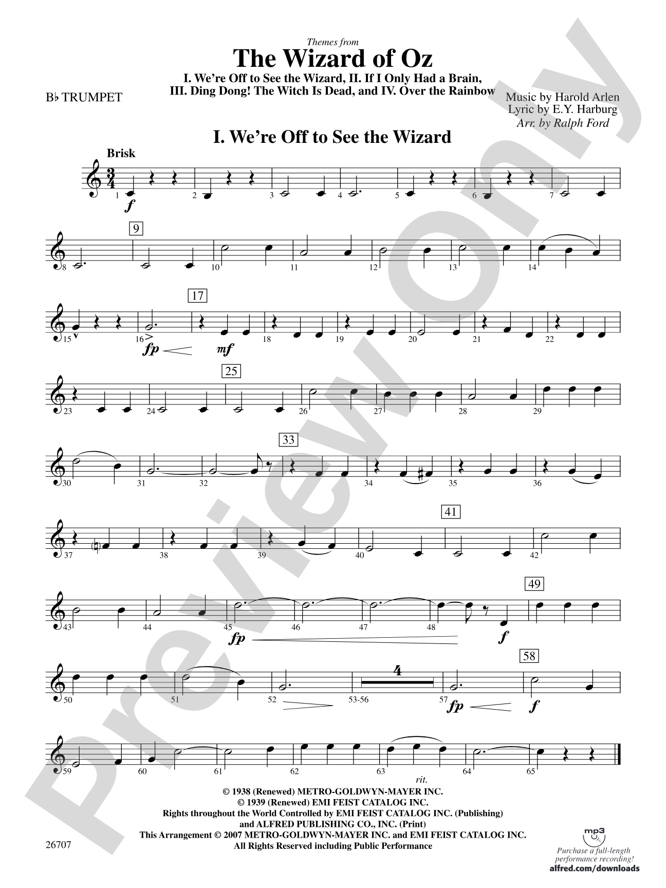 The Wizard of Oz: 1st B-flat Trumpet