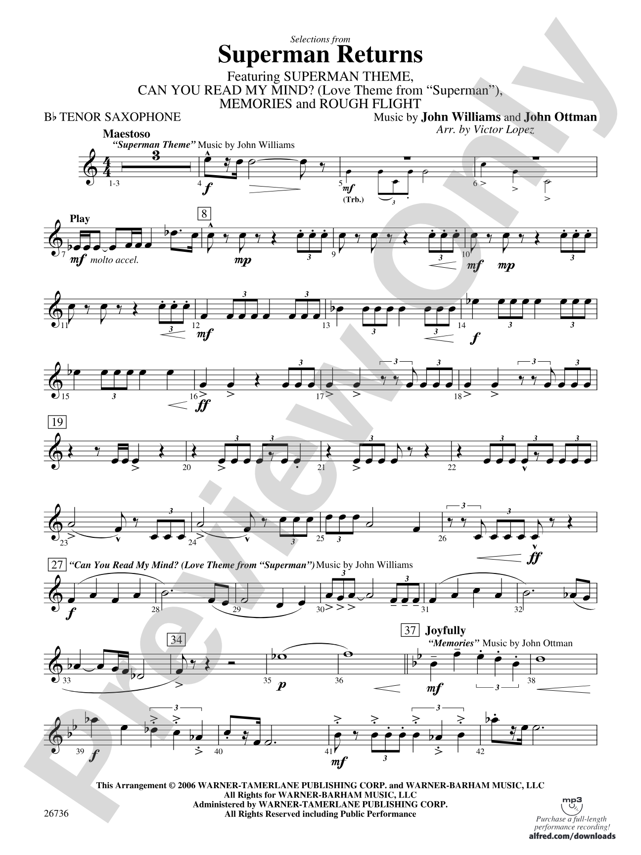 Superman Returns: B-flat Tenor Saxophone