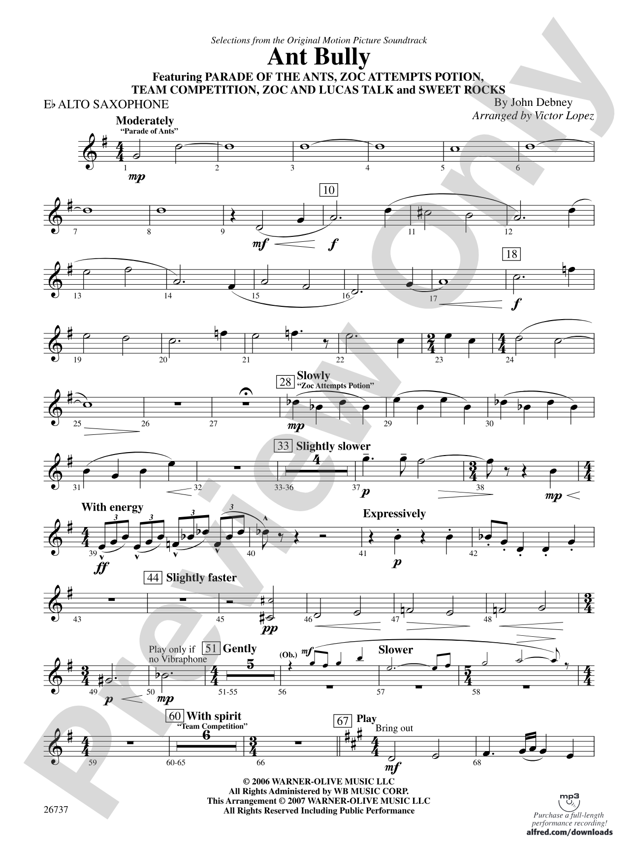 The Ant Bully, Selections from: E-flat Alto Saxophone