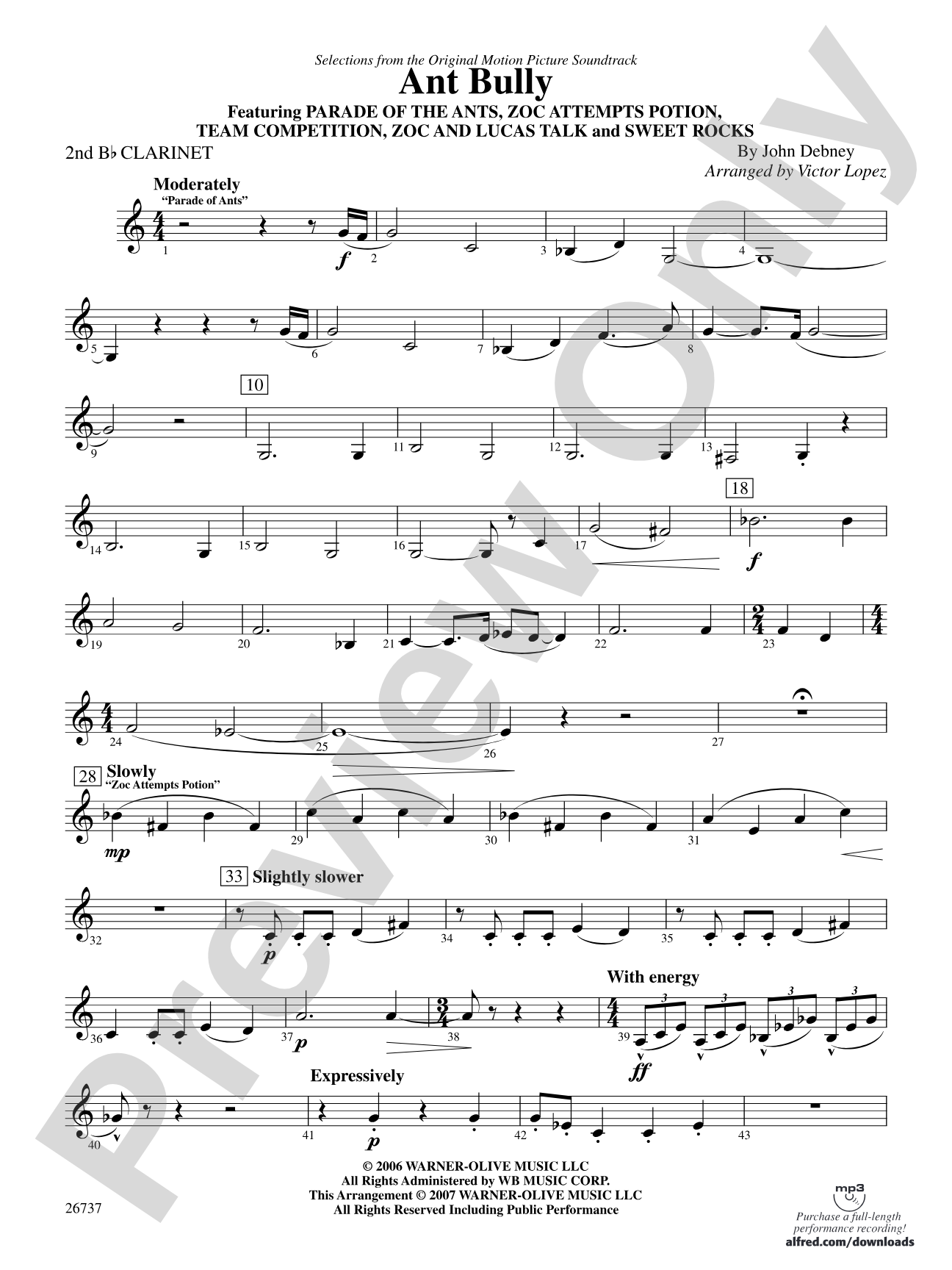 The Ant Bully, Selections from: 2nd B-flat Clarinet