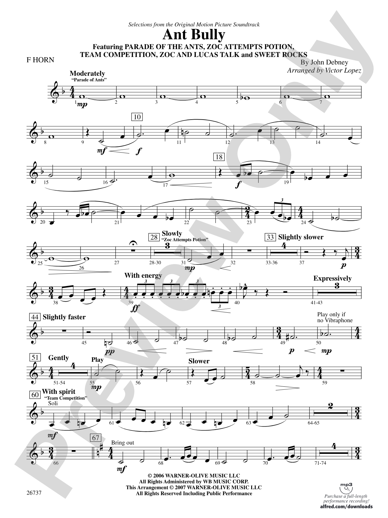 The Ant Bully, Selections from: 1st F Horn