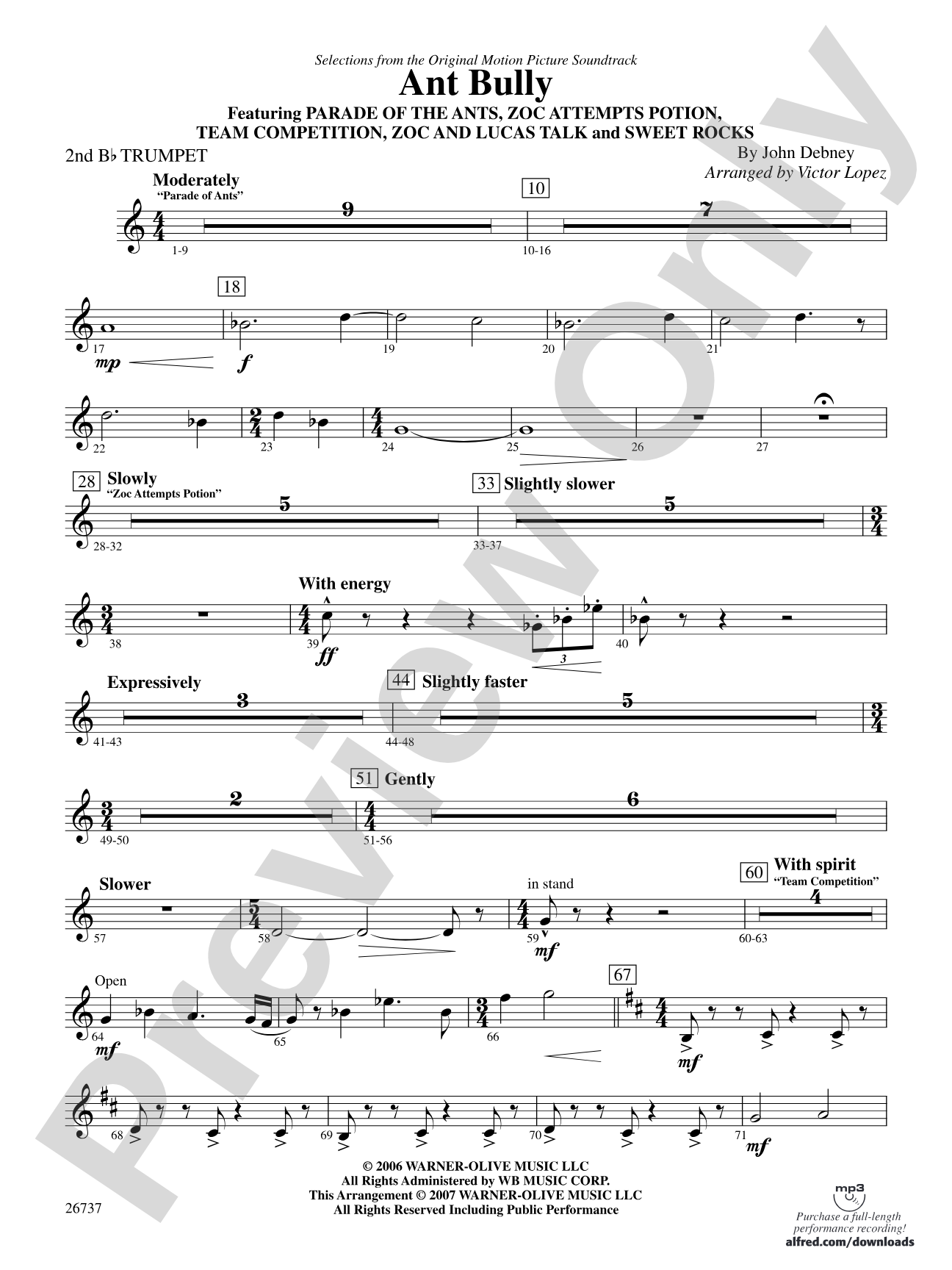 The Ant Bully, Selections from: 2nd B-flat Trumpet