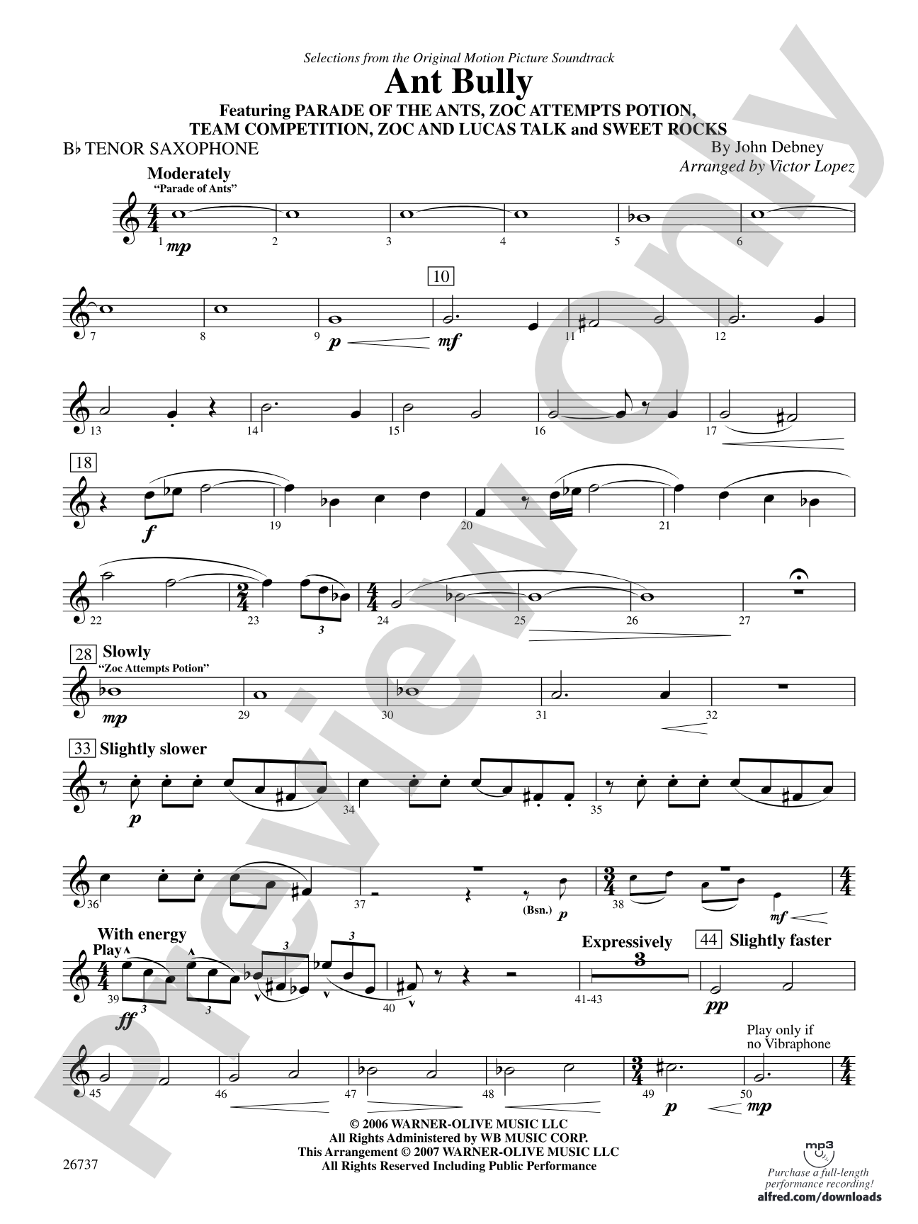 The Ant Bully, Selections from: B-flat Tenor Saxophone