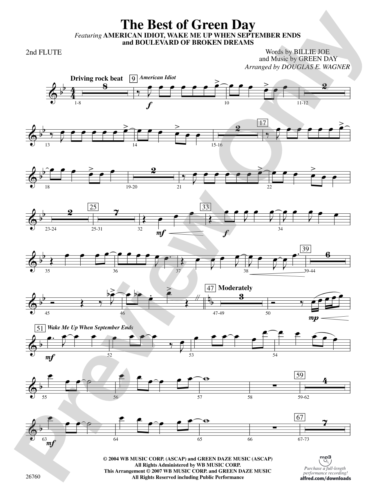 The Best of Green Day: 2nd Flute