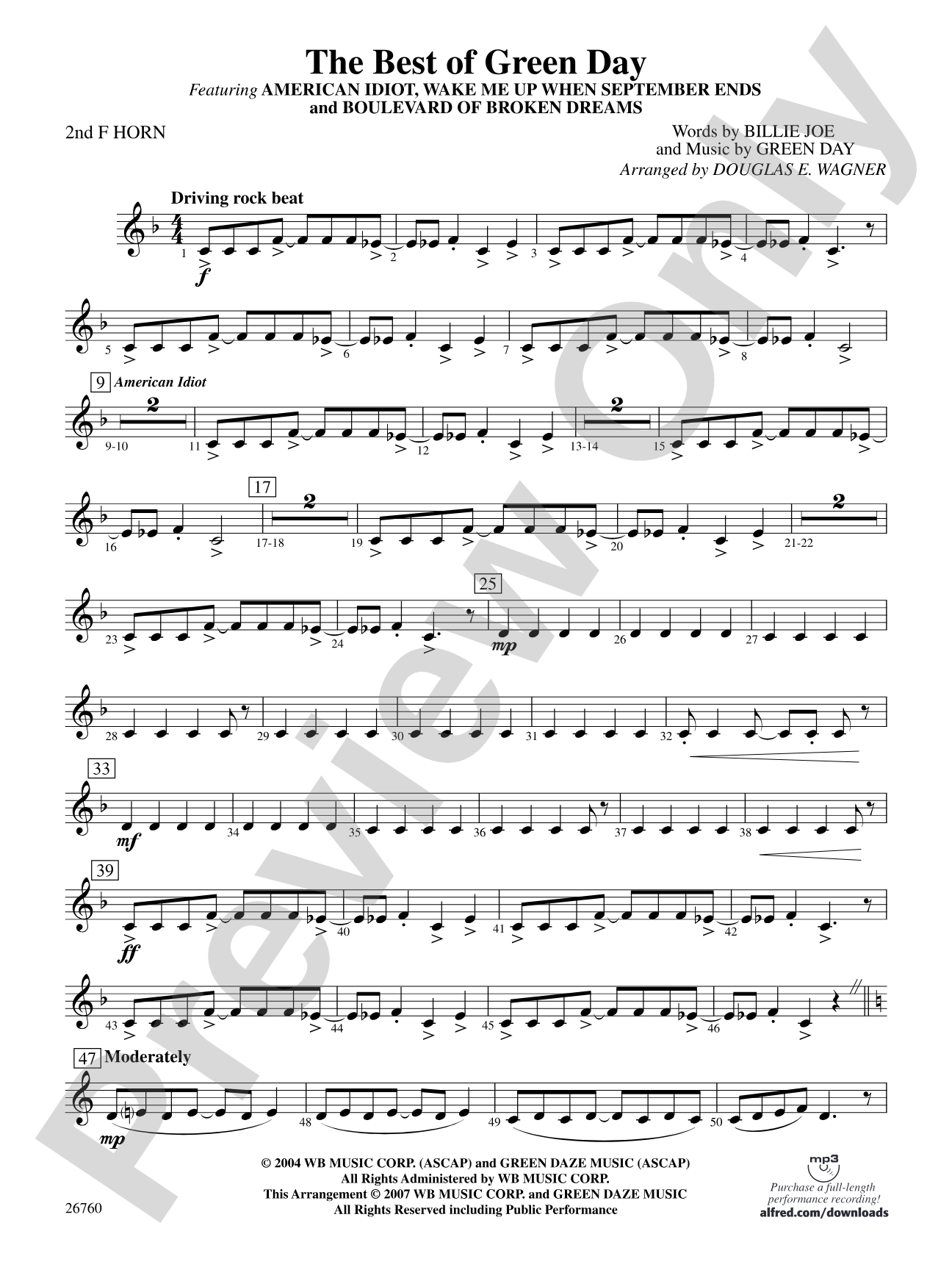 The Best of Green Day: 2nd F Horn