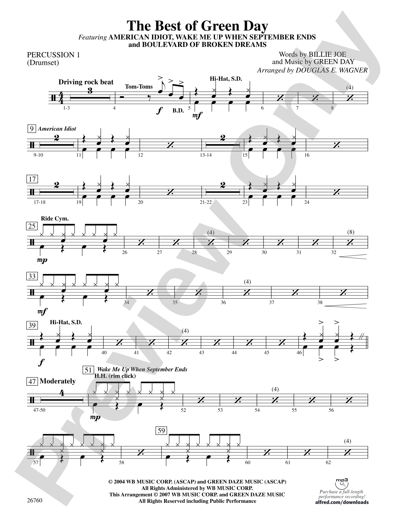 The Best of Green Day: 1st Percussion