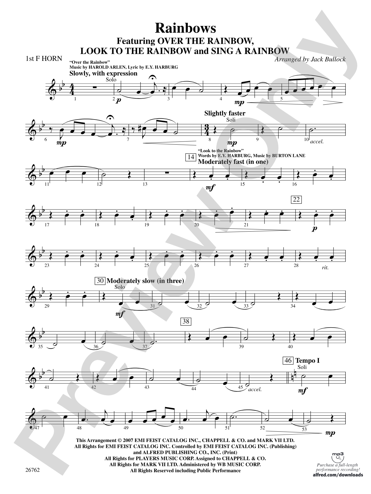 Rainbows: 1st F Horn