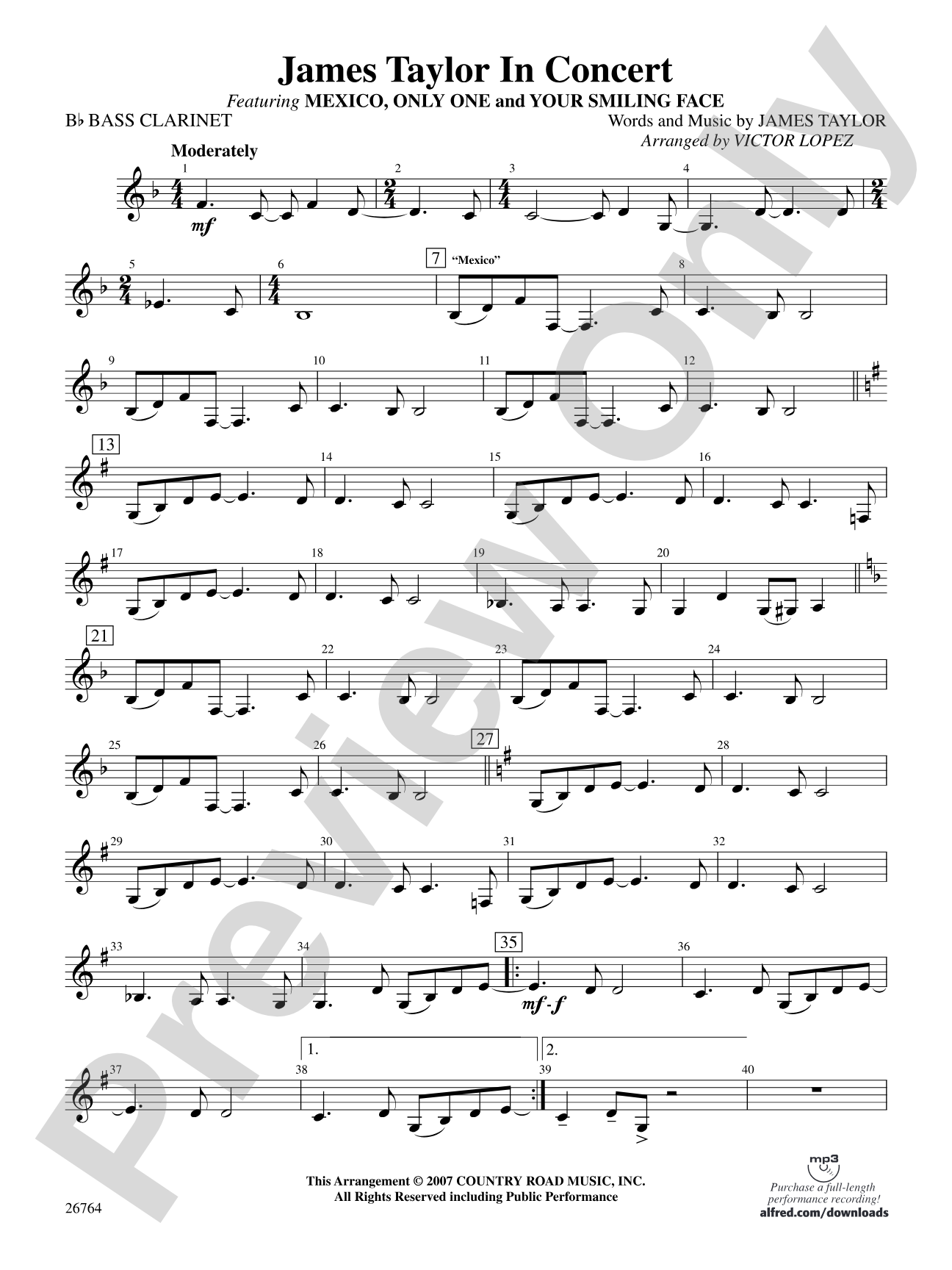 James Taylor in Concert: B-flat Bass Clarinet