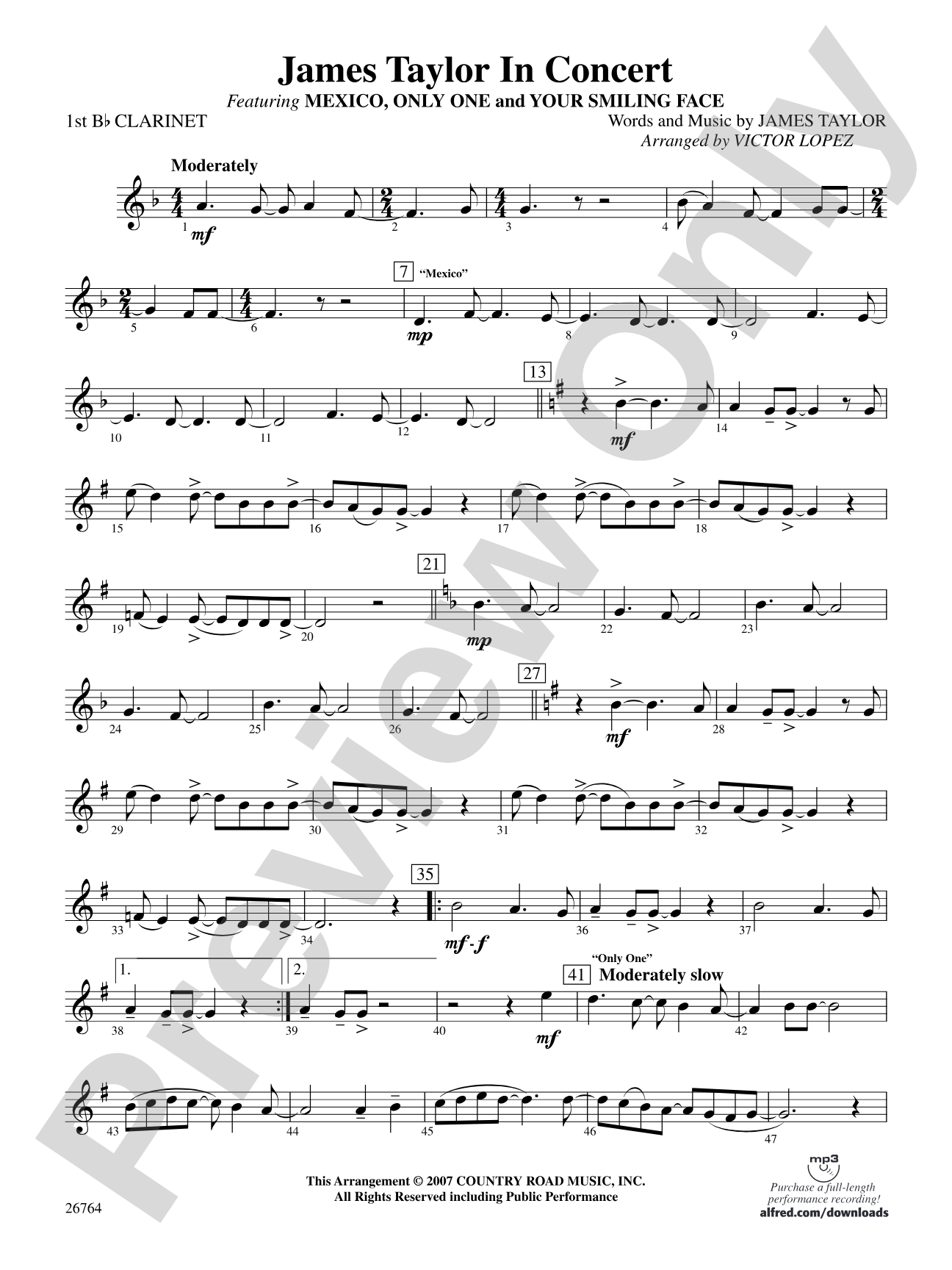 James Taylor in Concert: 1st B-flat Clarinet