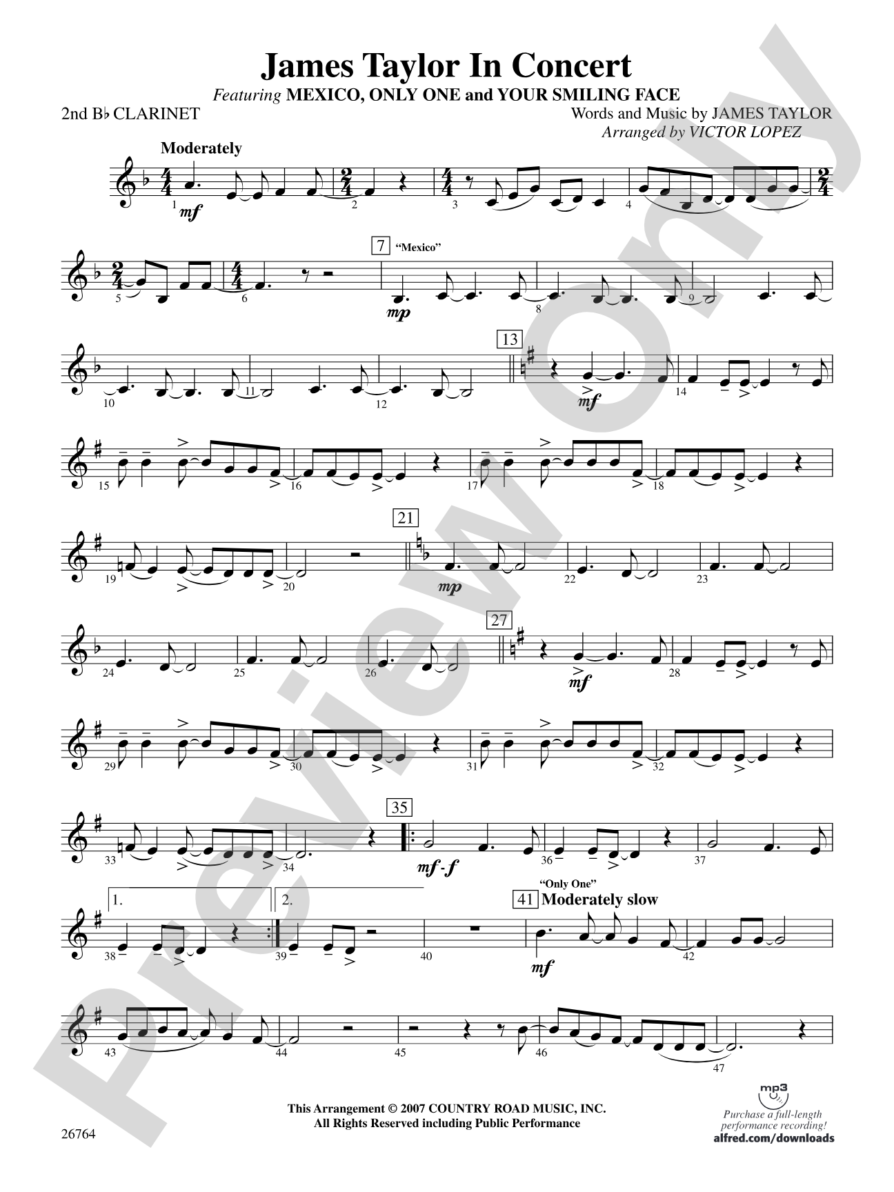 James Taylor in Concert: 2nd B-flat Clarinet