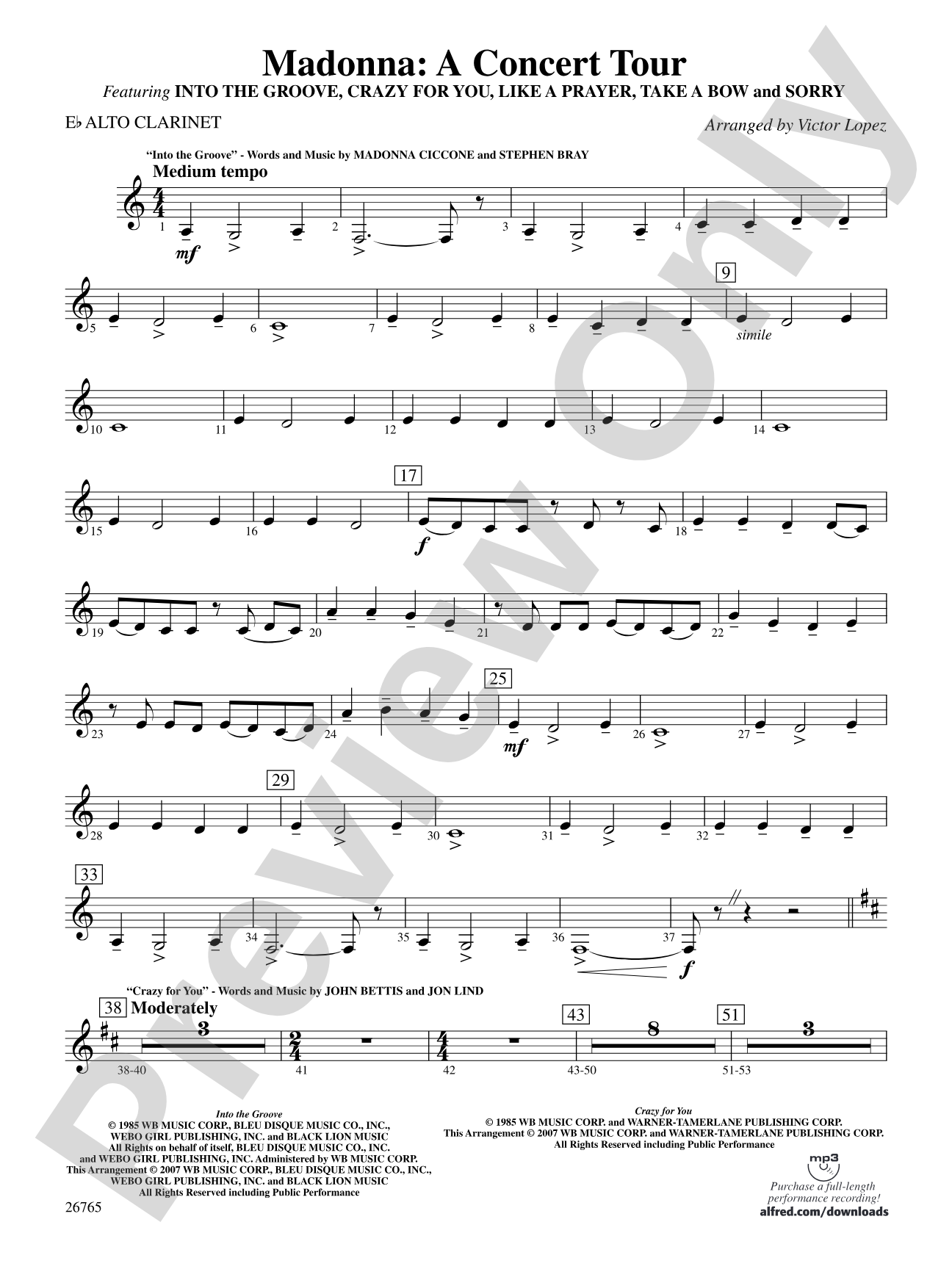 Madonna: A Concert Tour: E-flat Alto Clarinet