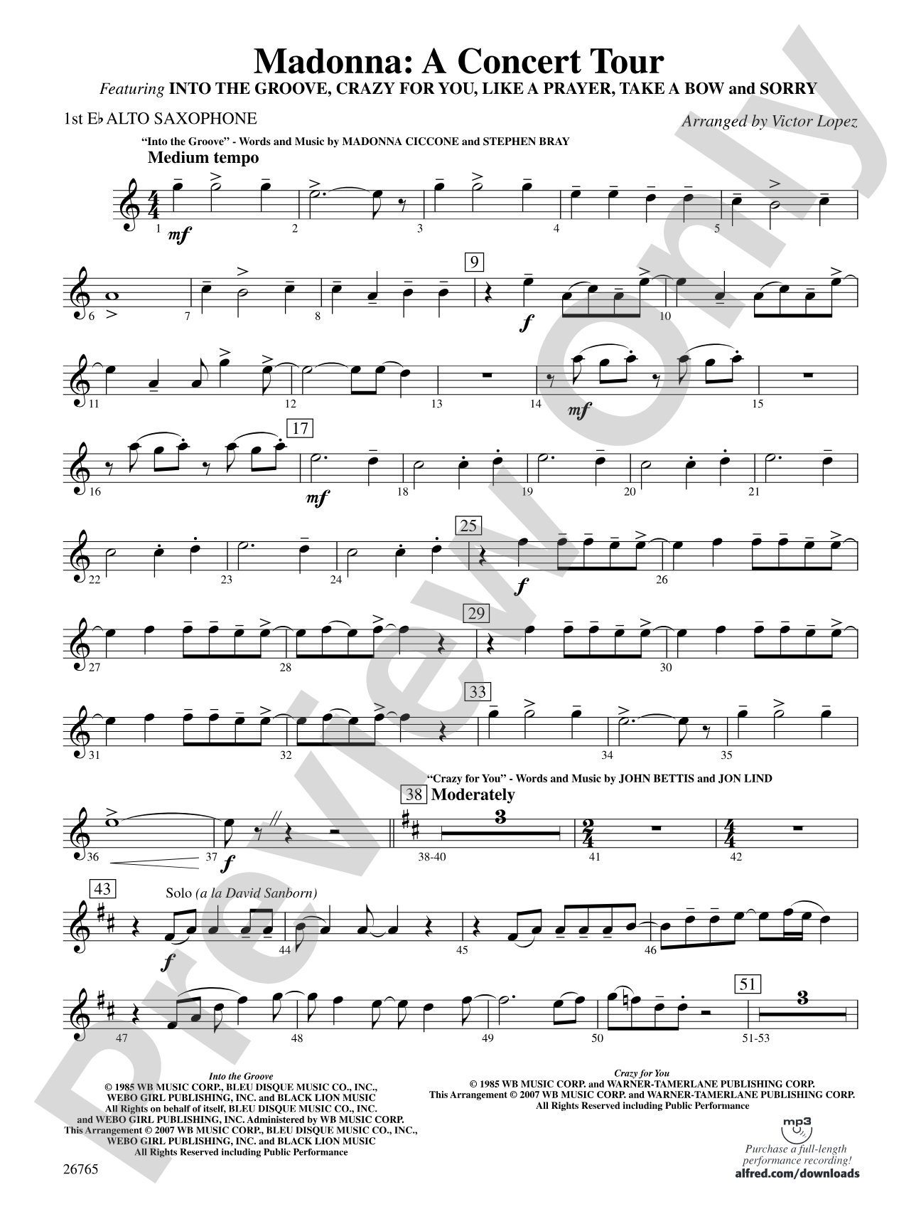 Madonna: A Concert Tour: E-flat Alto Saxophone