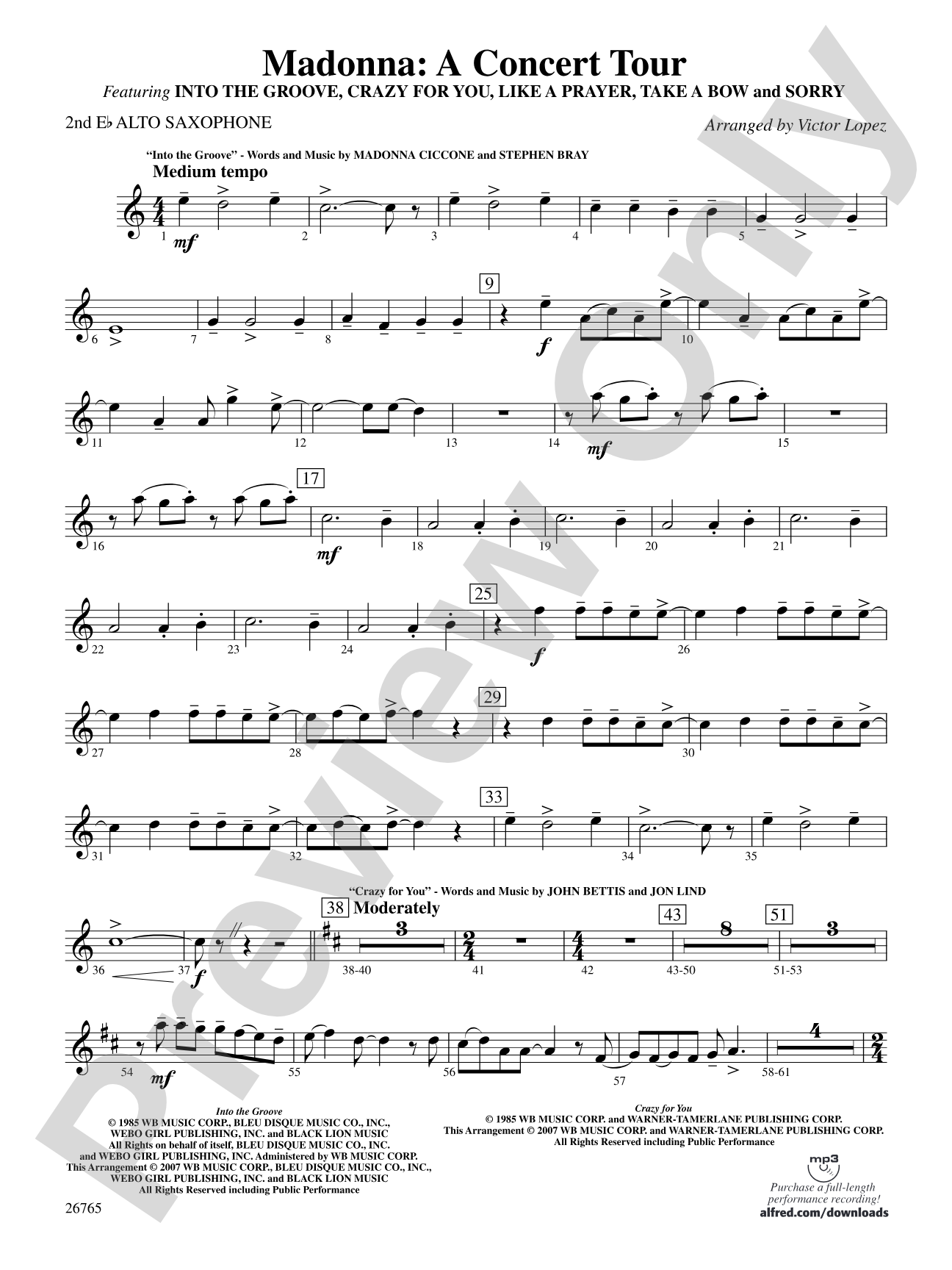 Madonna: A Concert Tour: 2nd E-flat Alto Saxophone