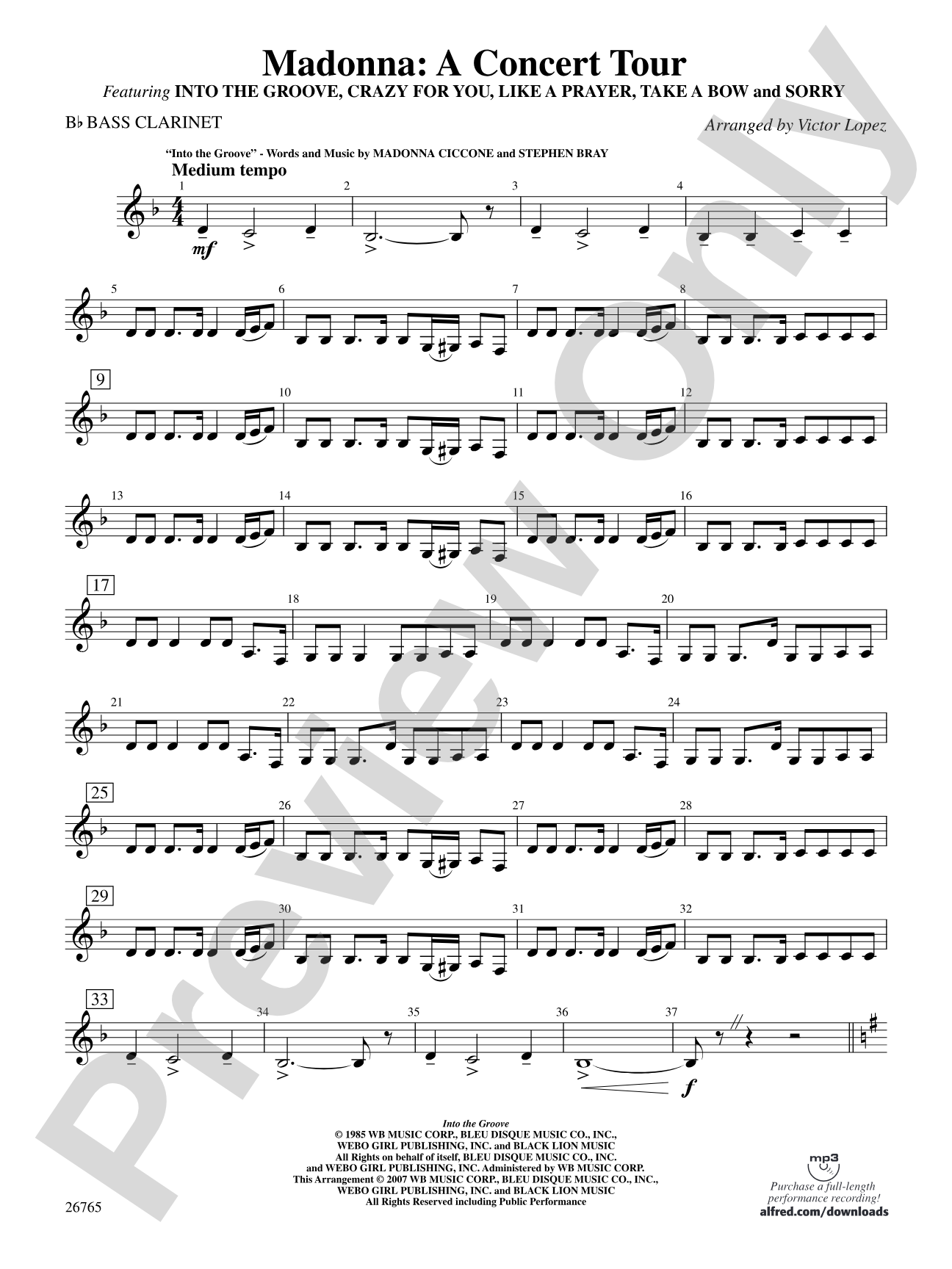 Madonna: A Concert Tour: B-flat Bass Clarinet