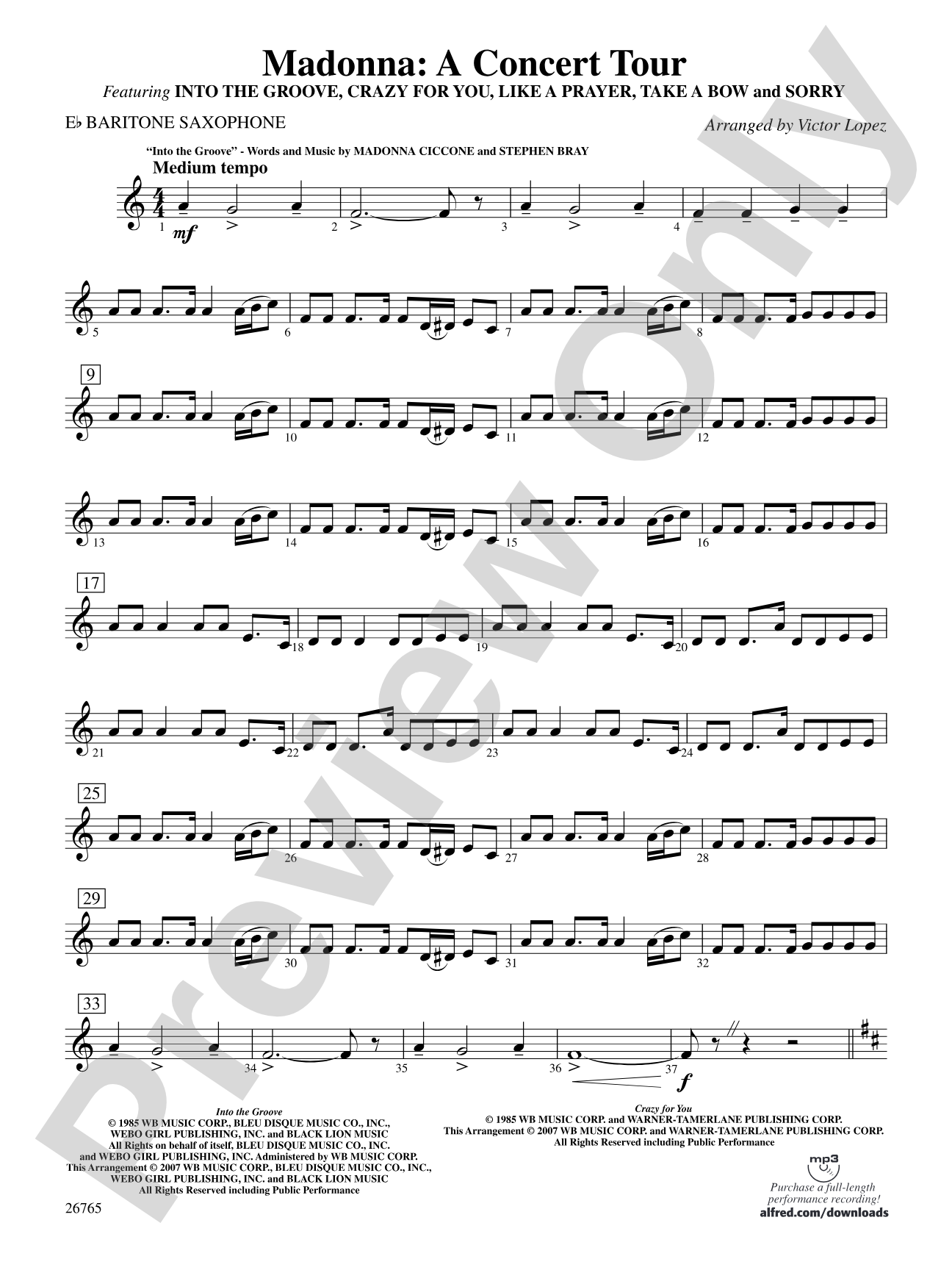 Madonna: A Concert Tour: E-flat Baritone Saxophone