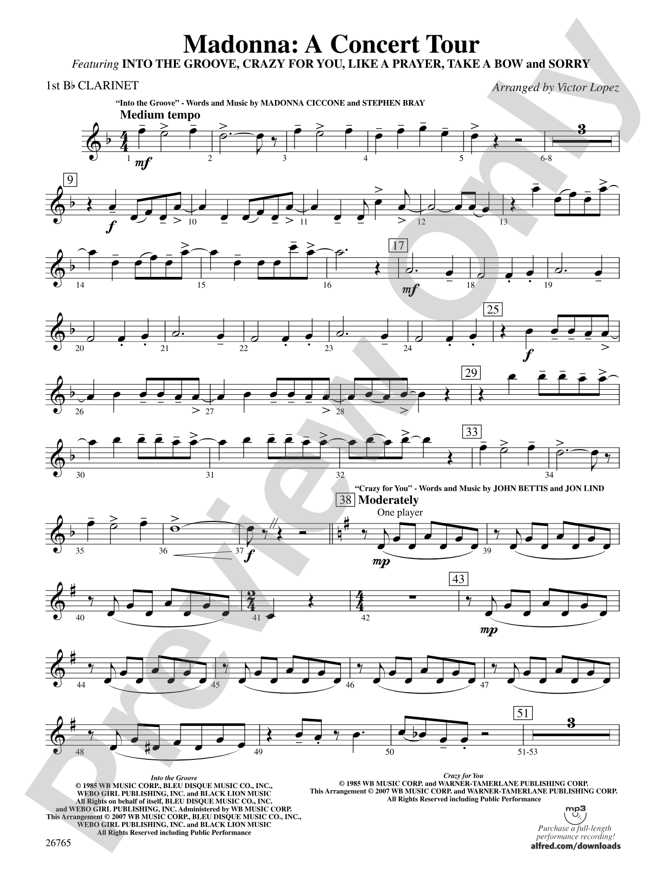 Madonna: A Concert Tour: 1st B-flat Clarinet
