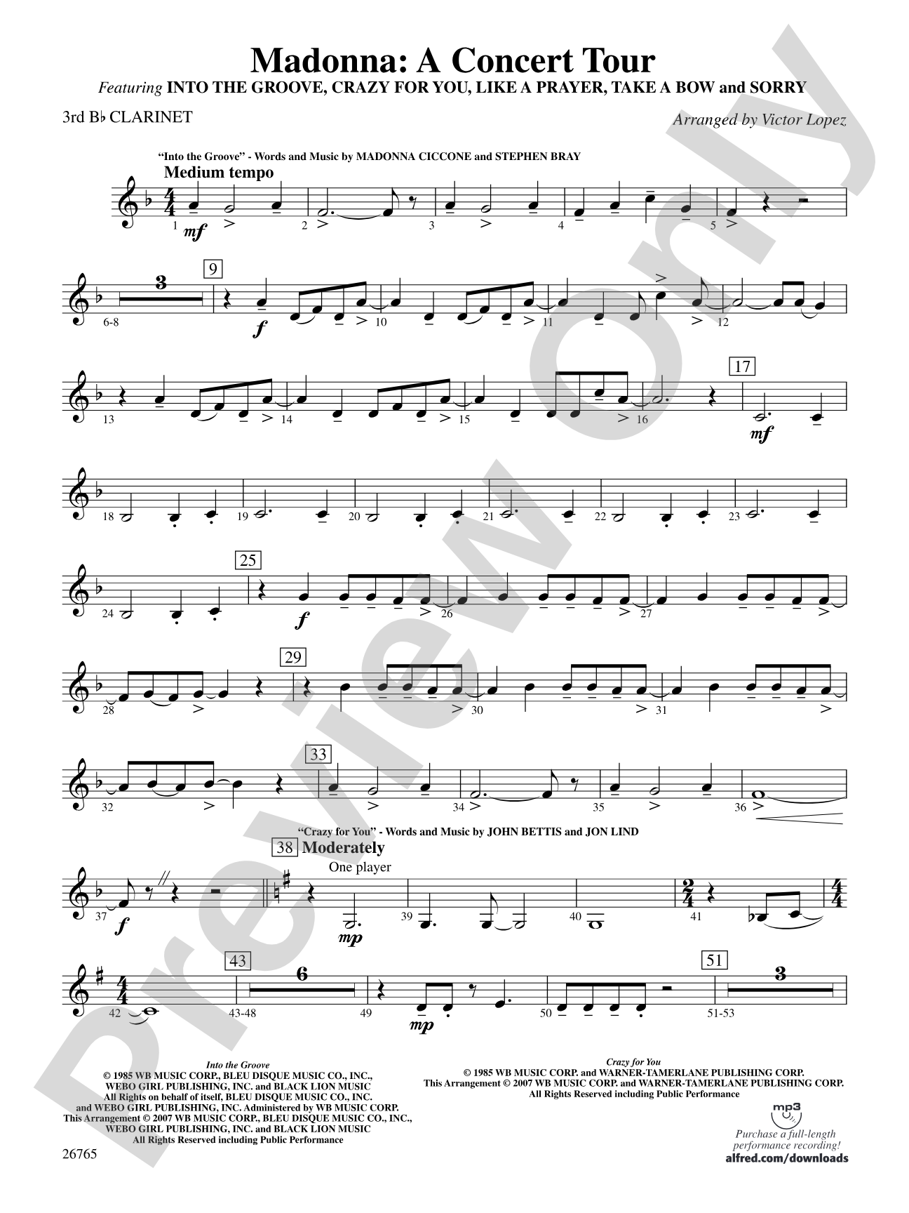 Madonna: A Concert Tour: 3rd B-flat Clarinet