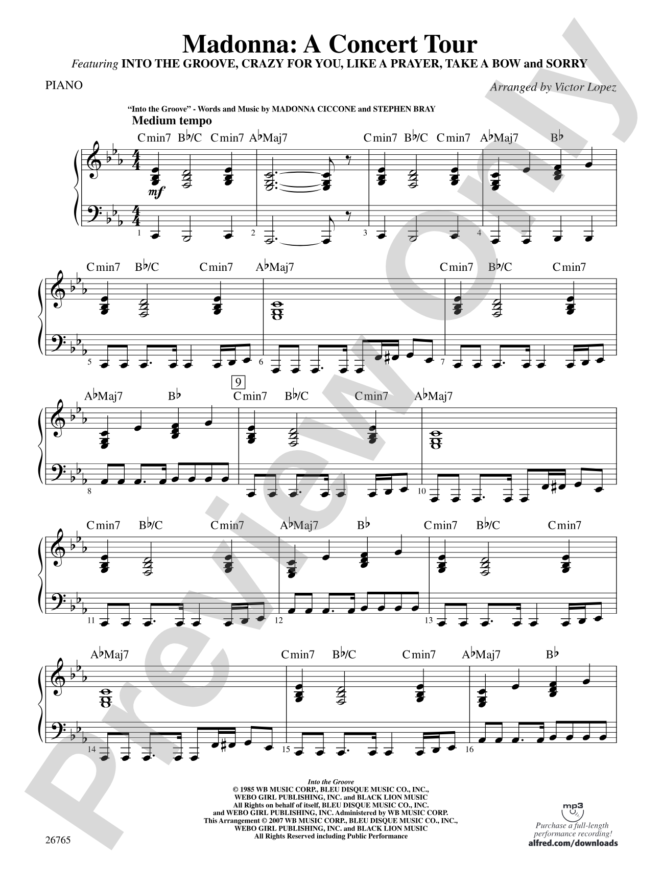 Madonna: A Concert Tour: Piano Accompaniment