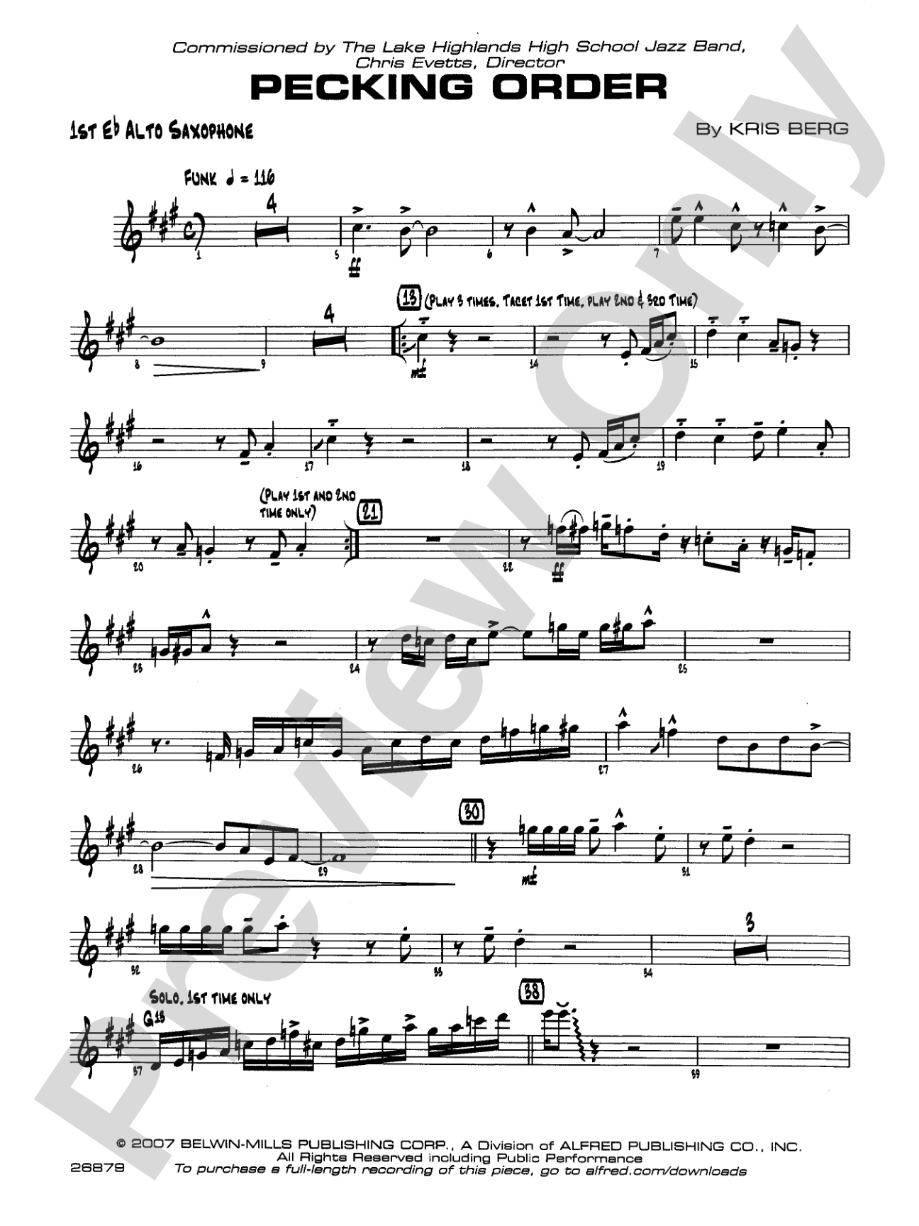 Pecking Order: E-flat Alto Saxophone