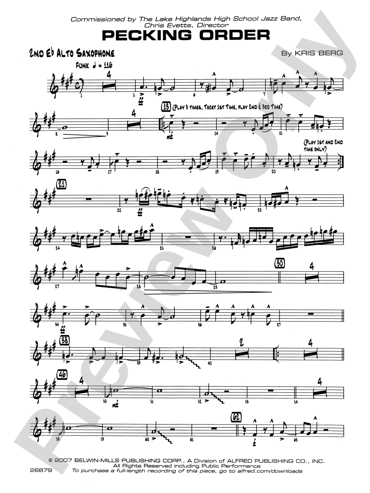 Pecking Order: 2nd E-flat Alto Saxophone