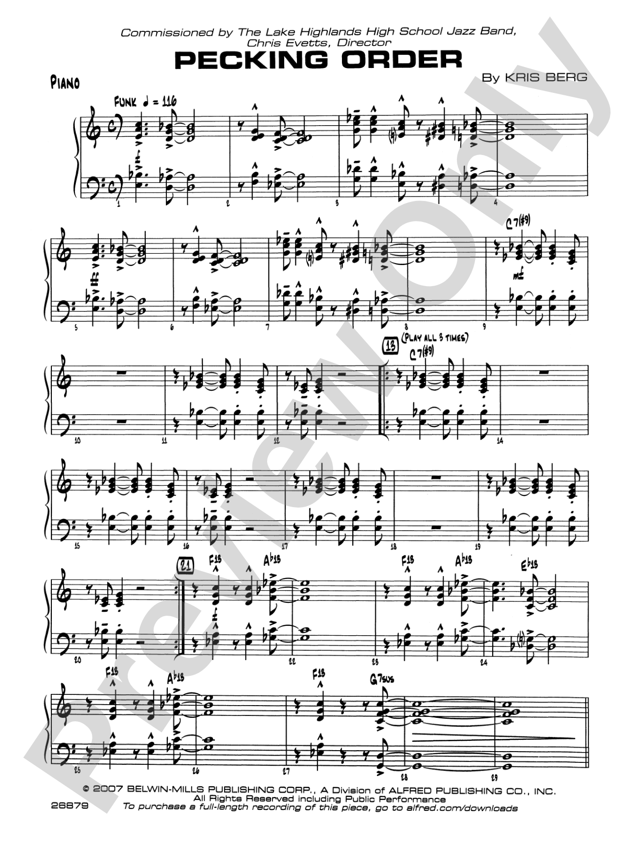 Pecking Order: Piano Accompaniment