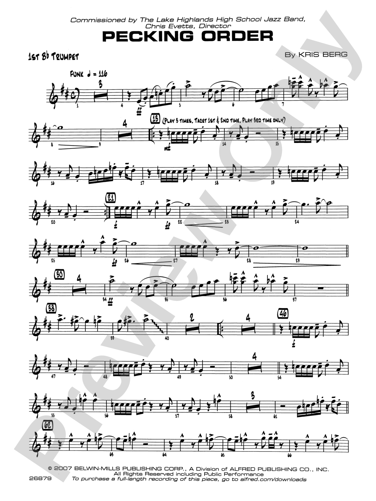 Pecking Order: 1st B-flat Trumpet