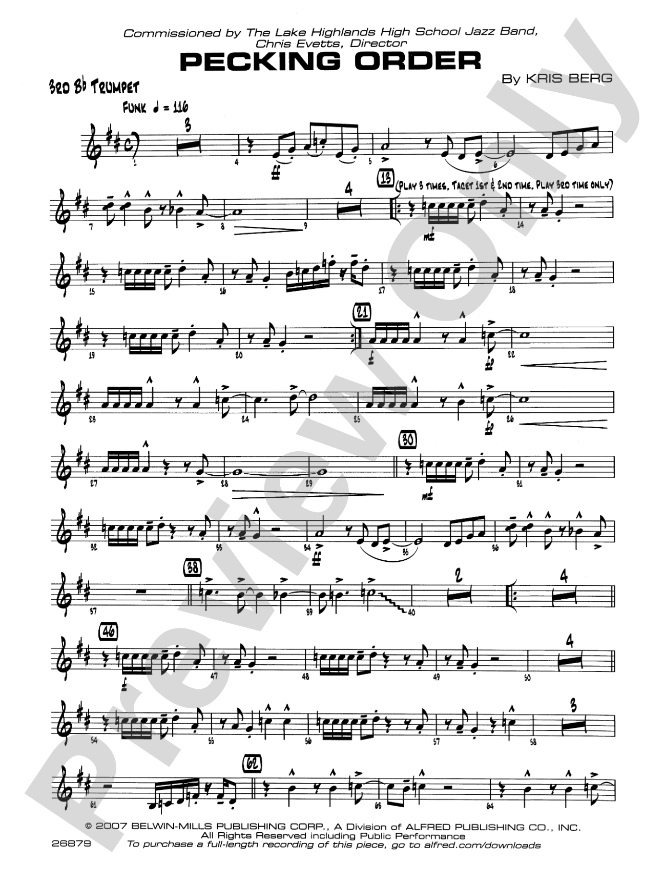Pecking Order: 3rd B-flat Trumpet
