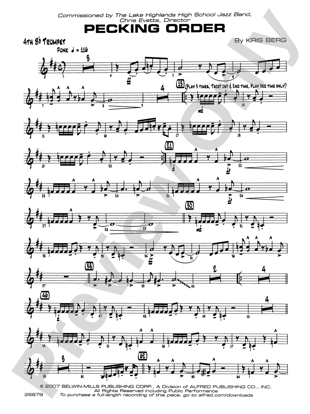Pecking Order: 4th B-flat Trumpet