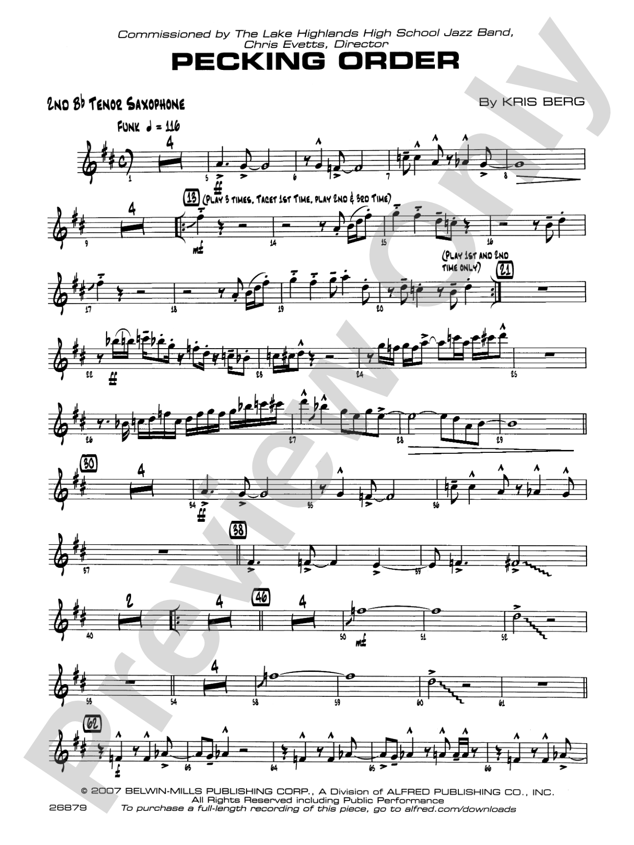 Pecking Order: 2nd B-flat Tenor Saxophone