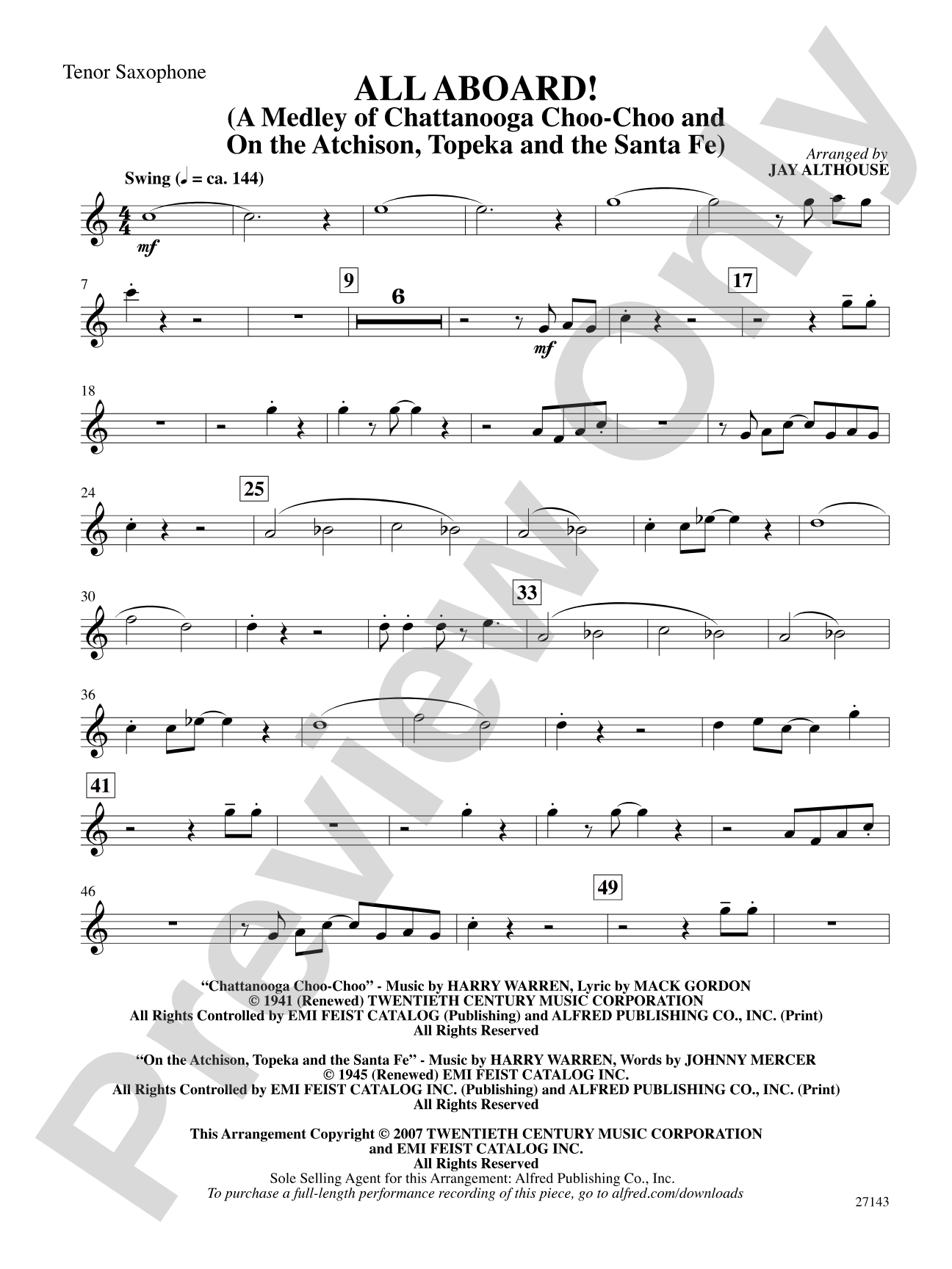 All Aboard!: B-flat Tenor Saxophone: Choral SoundPax