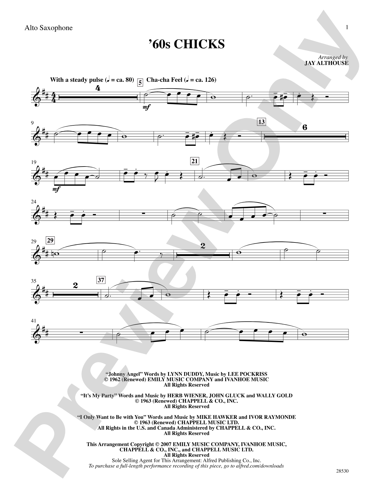 '60s Chicks (A Medley): E-flat Alto Saxophone: Choral SoundPax
