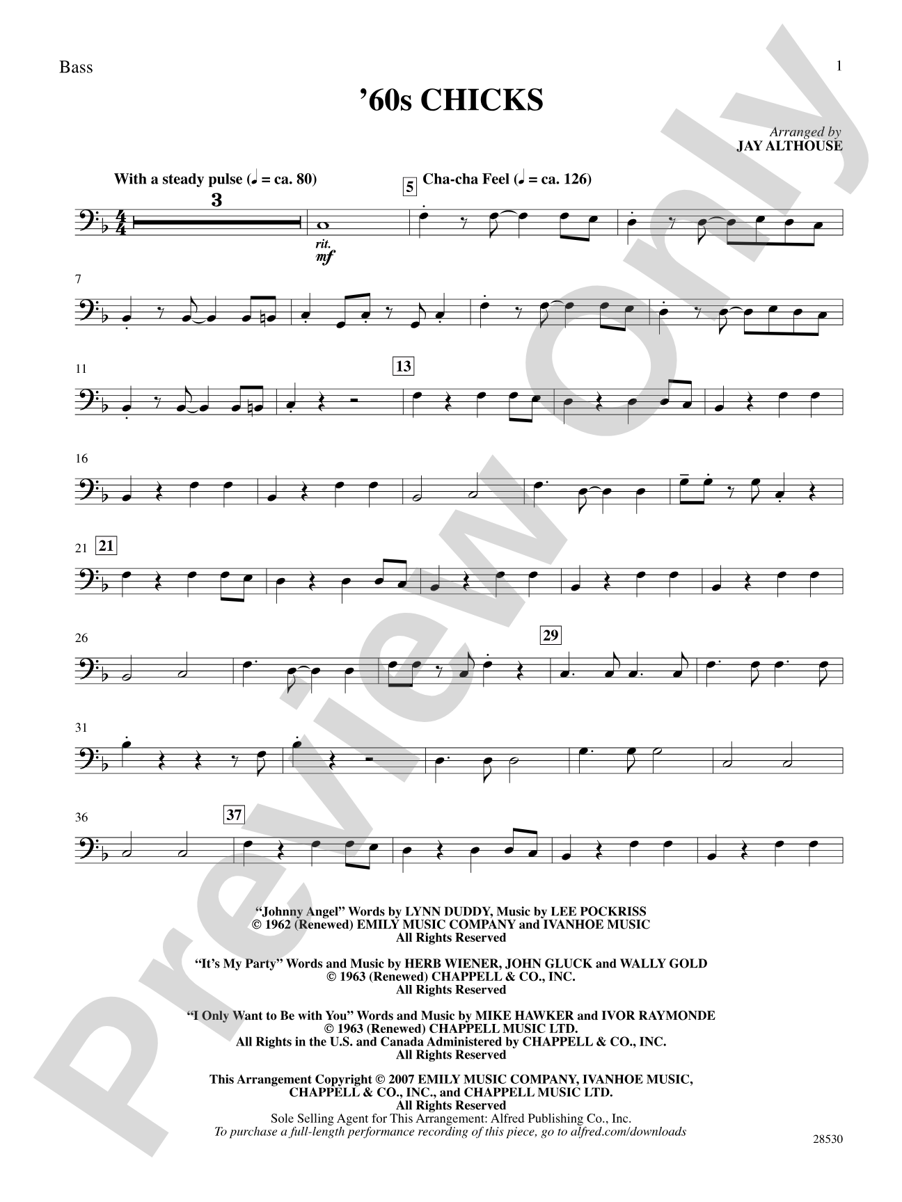 '60s Chicks (A Medley): String Bass: Choral SoundPax