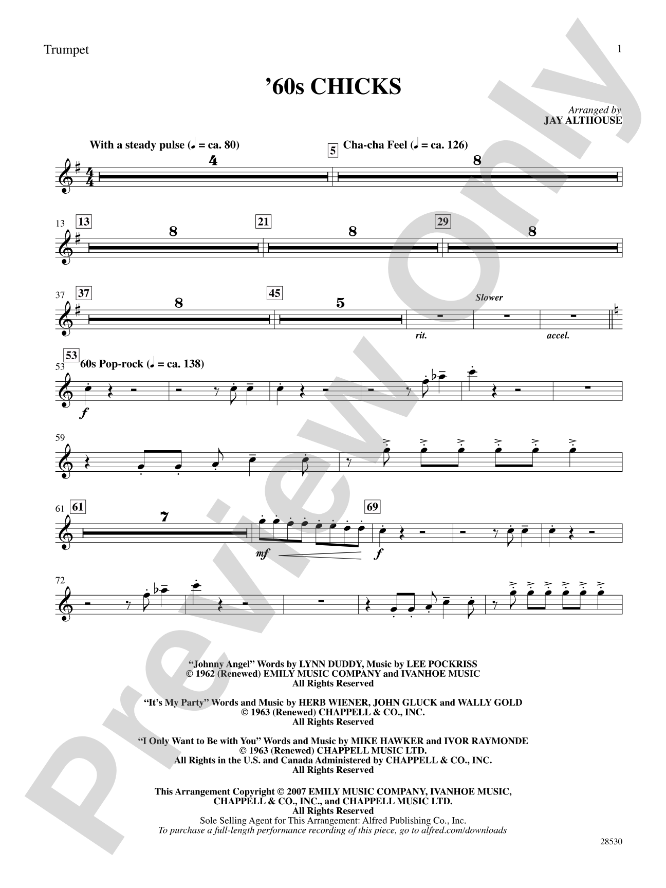 '60s Chicks (A Medley): 1st B-flat Trumpet: Choral SoundPax