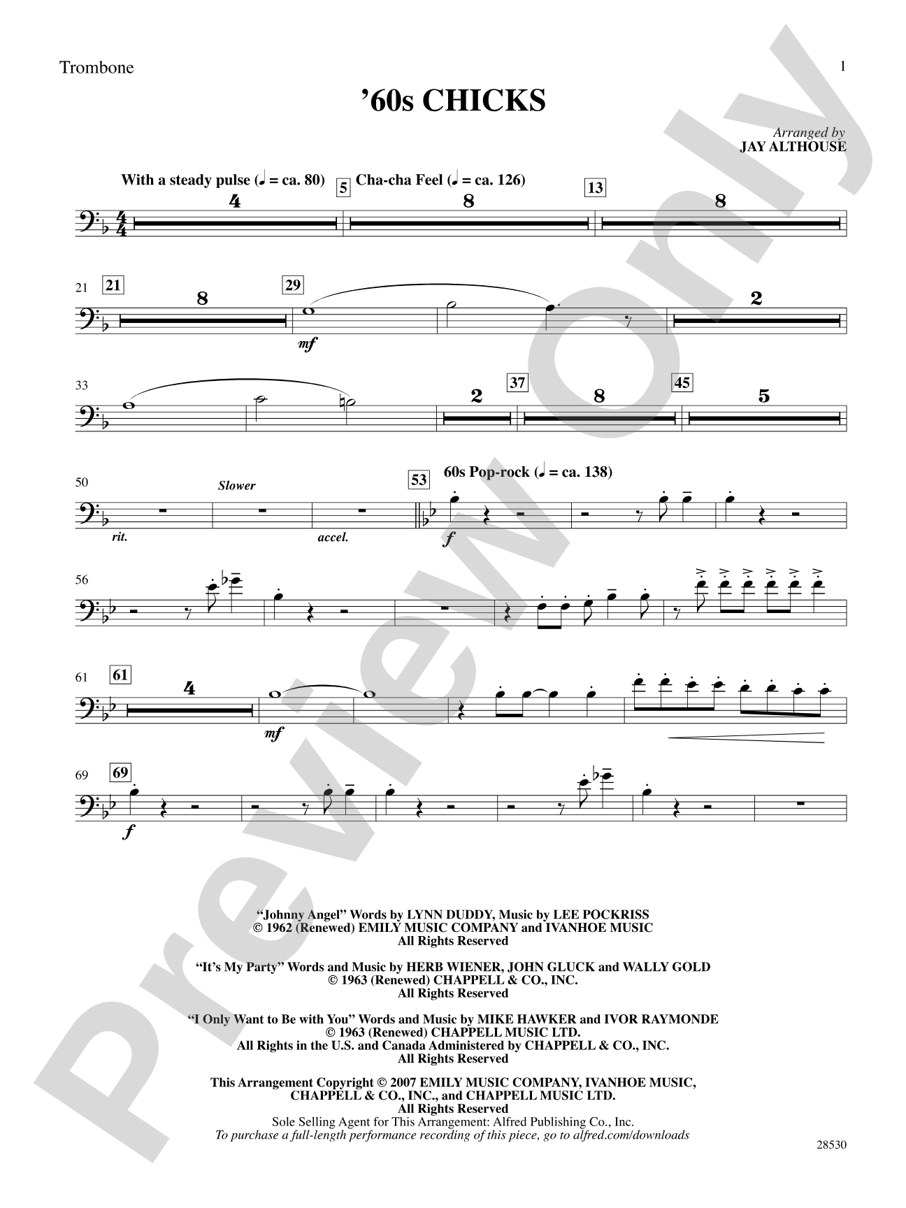 '60s Chicks (A Medley): 1st Trombone: Choral SoundPax
