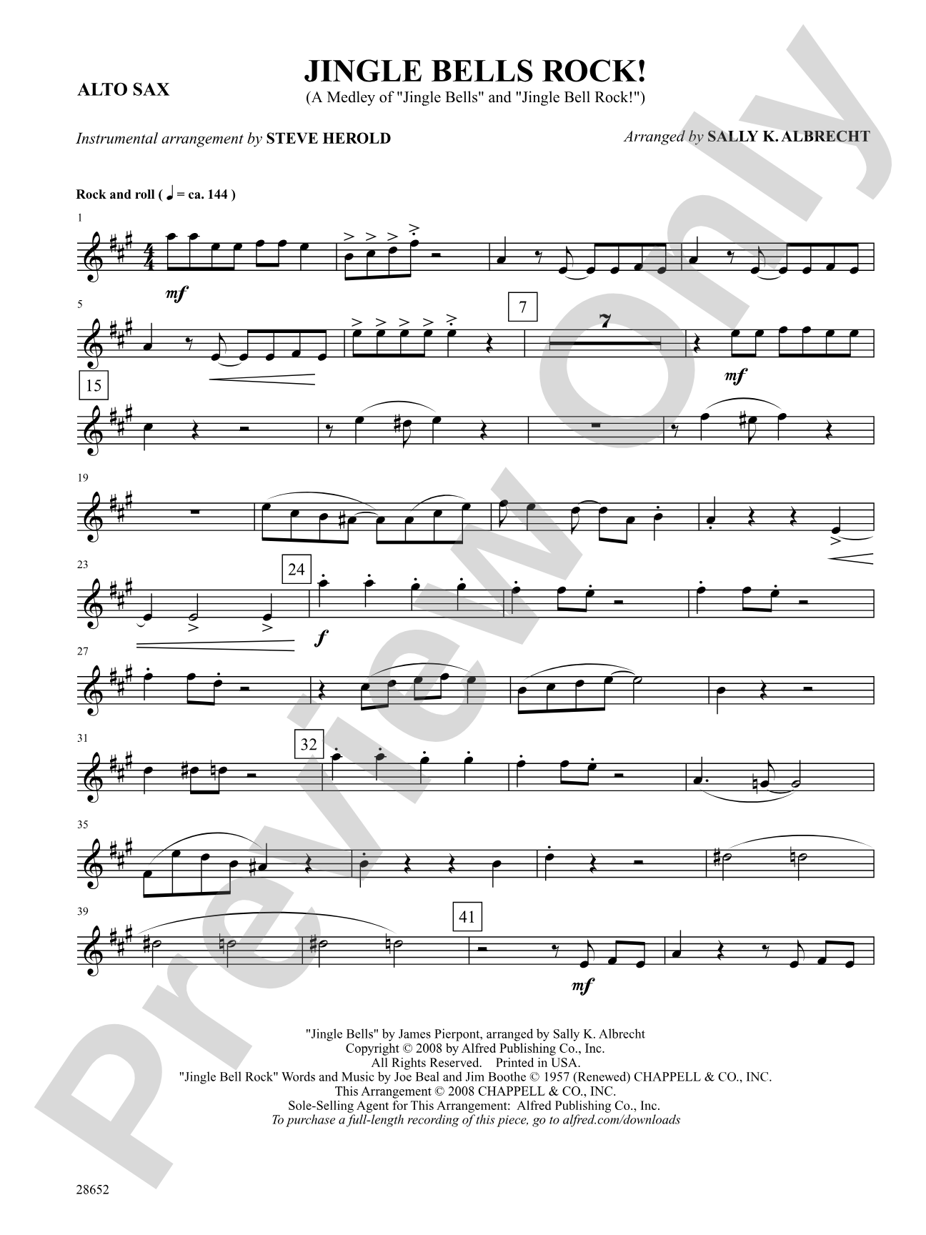 Jingle Bells Rock! (A Medley): E-flat Alto Saxophone: Choral SoundPax