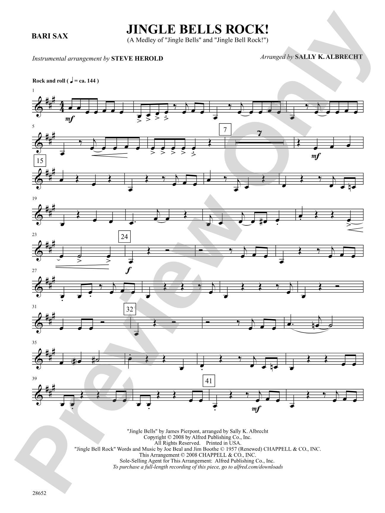 Jingle Bells Rock! (A Medley): E-flat Baritone Saxophone: Choral SoundPax