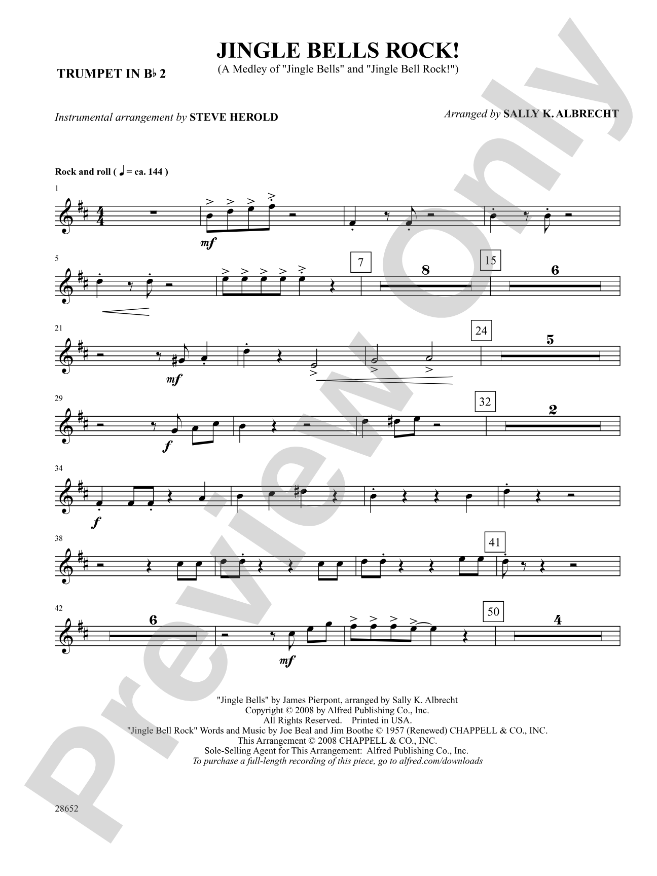Jingle Bells Rock! (A Medley): 2nd B-flat Trumpet: Choral SoundPax