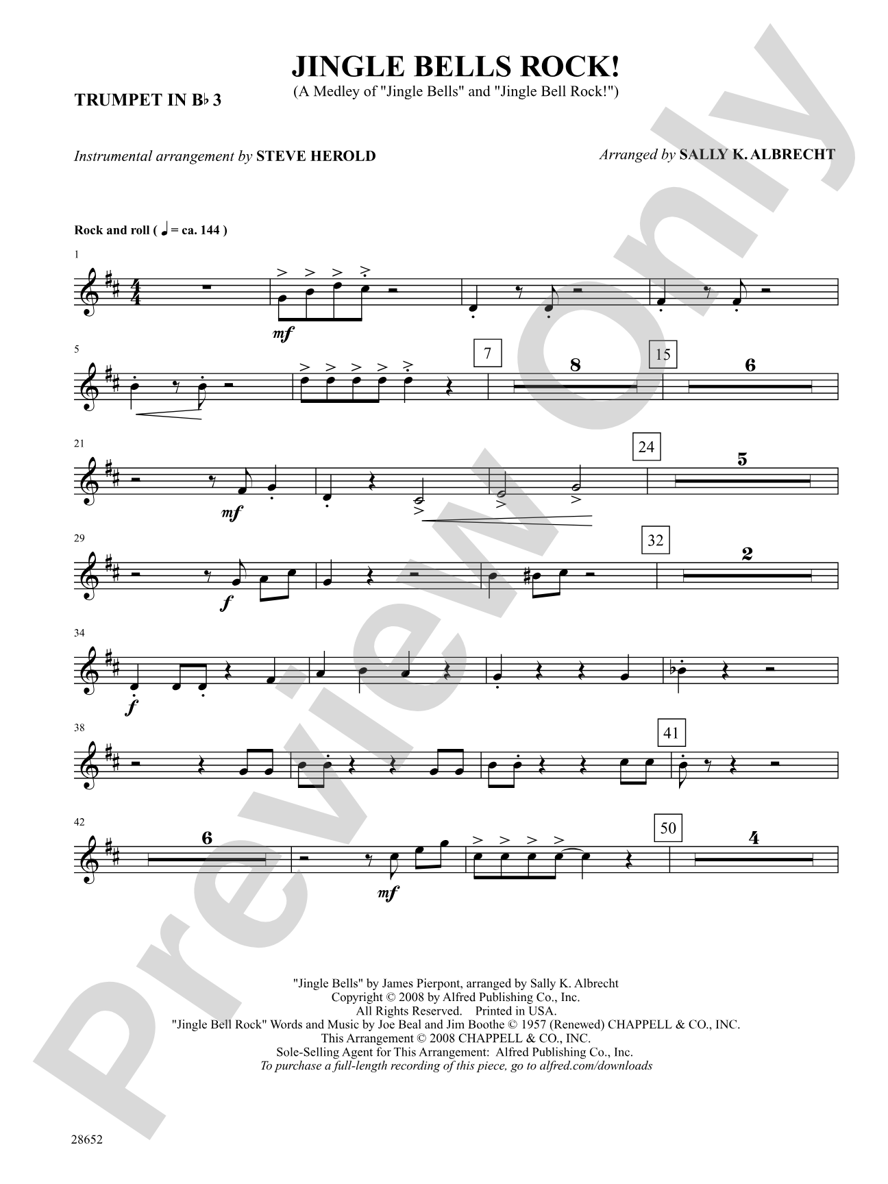Jingle Bells Rock! (A Medley): 3rd B-flat Trumpet: Choral SoundPax