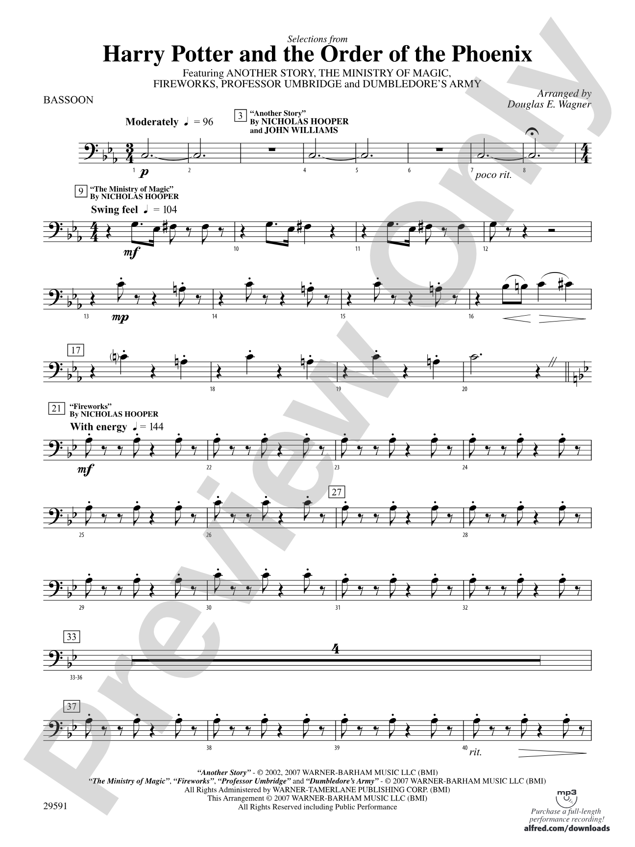 Harry Potter and the Order of the Phoenix, Selections From: Bassoon